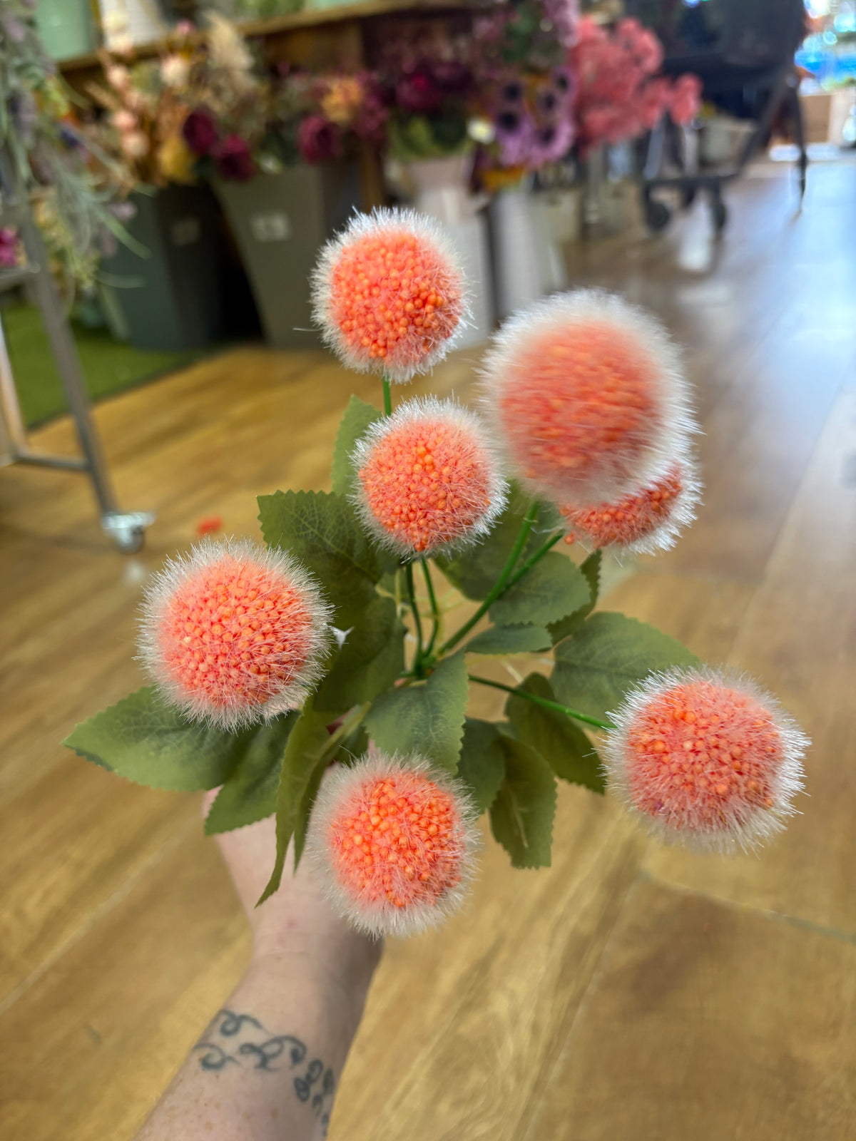 Orange fluffy balls bunch