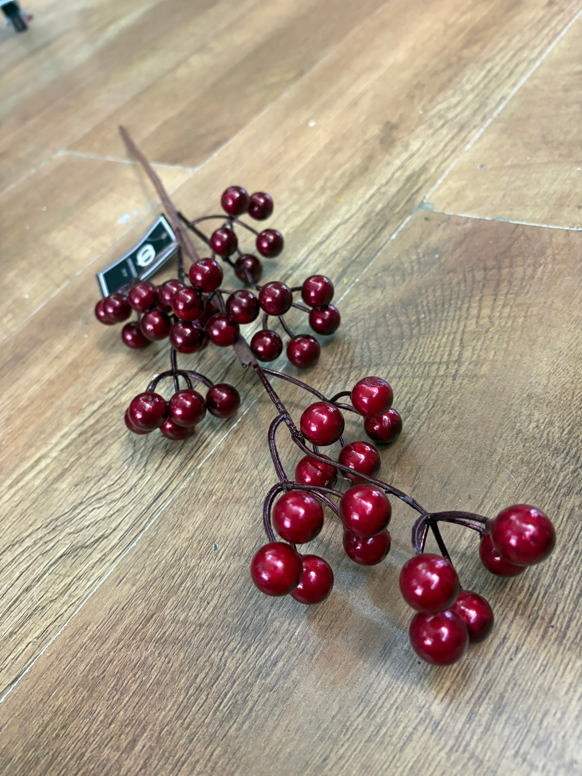 Long stem metallic red berry stem
