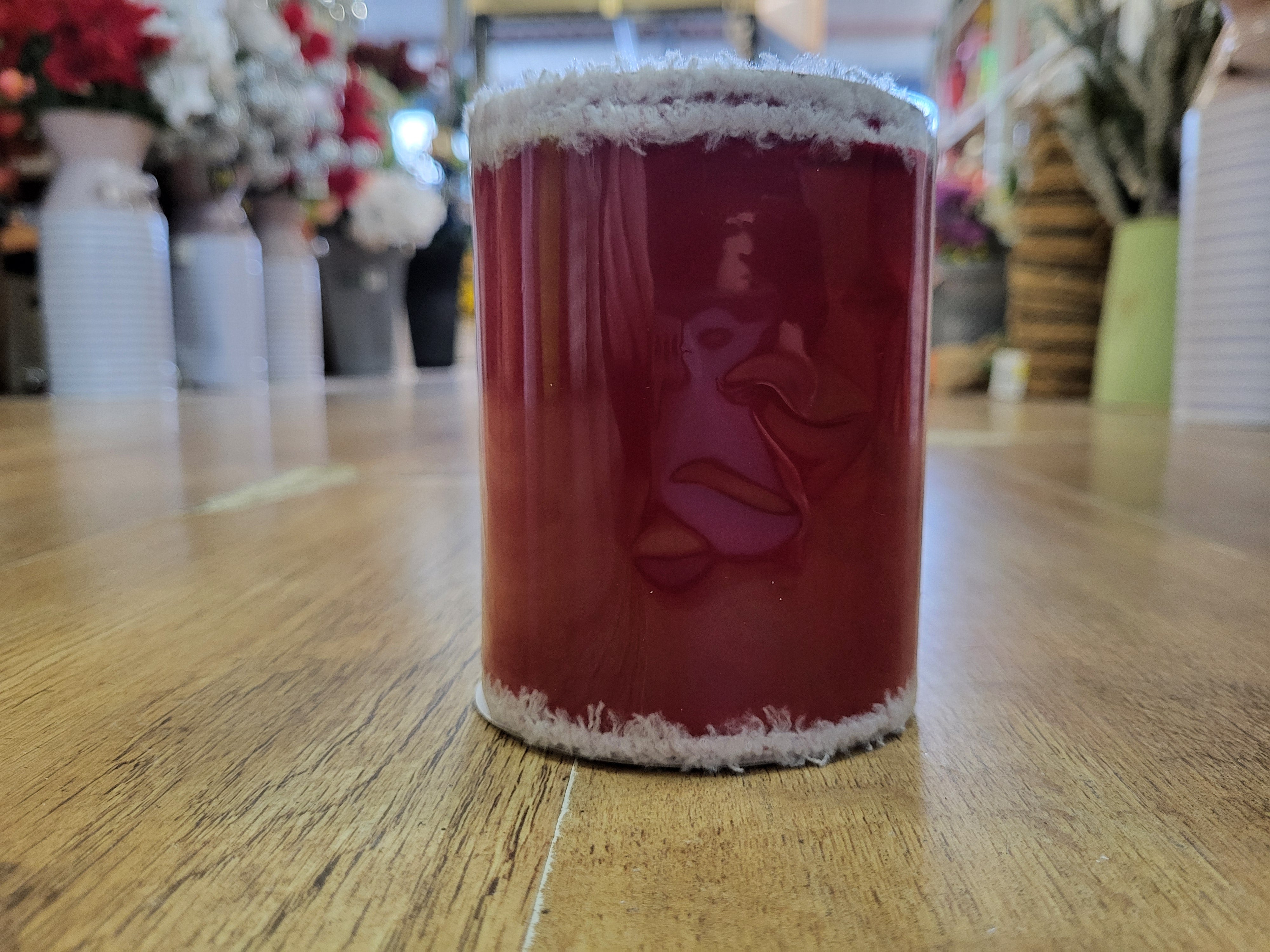 2.7m approx. roll of 10cm wide red velvet and chenille edge ribbon image 1