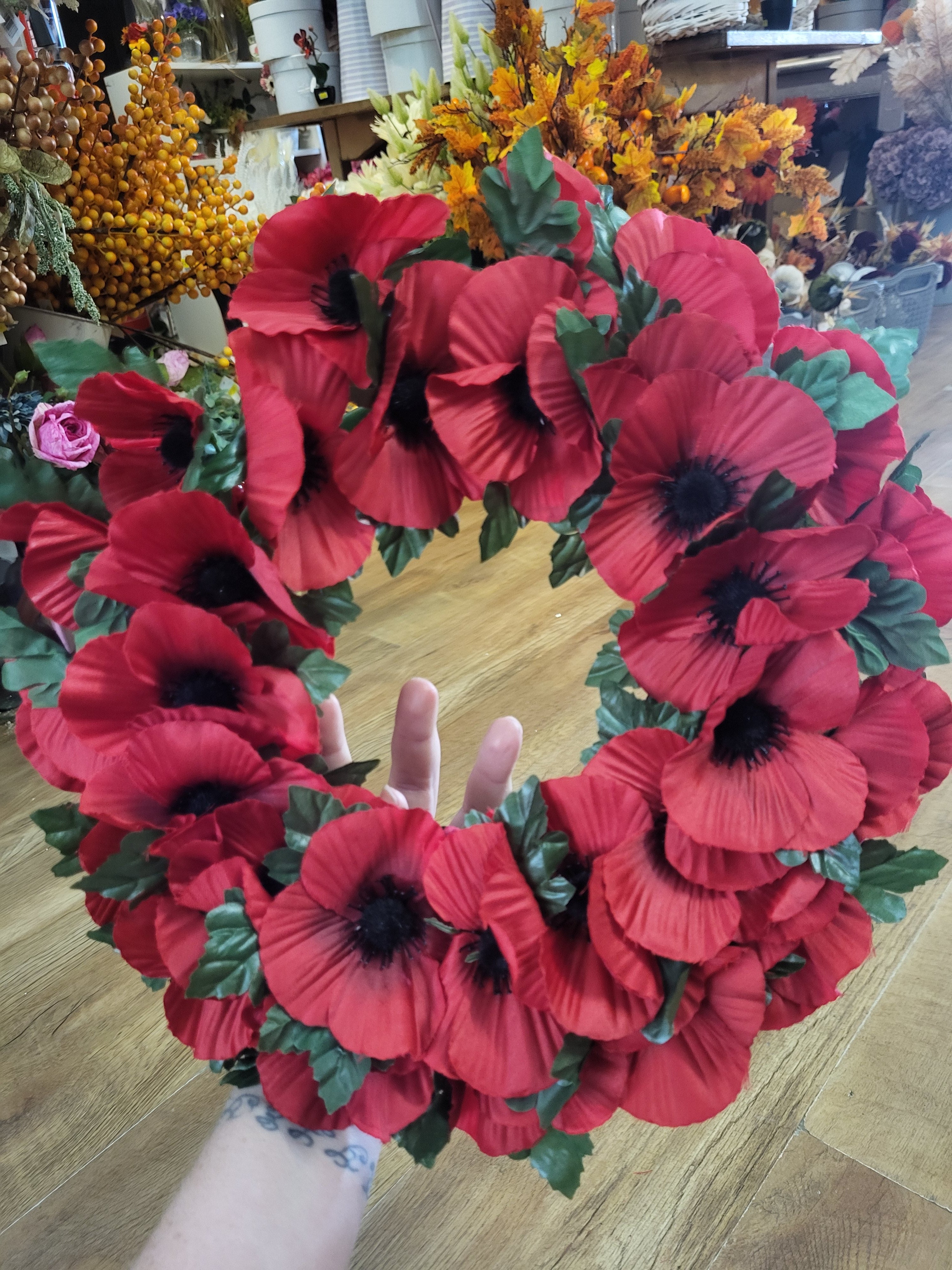 14" poppy wreath image 1