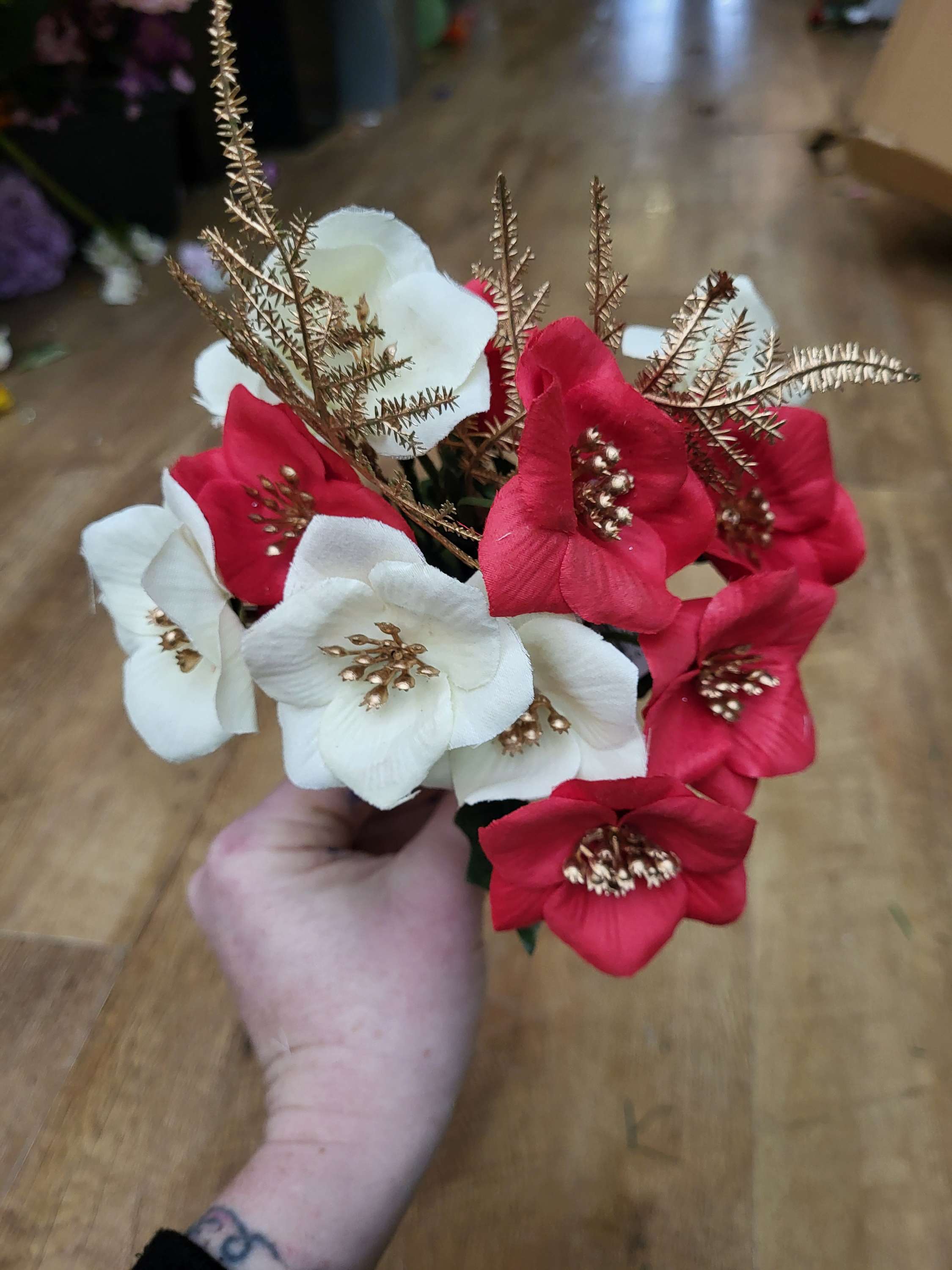 Christmas flower with metallic fern bunch - 4 colours available image 5