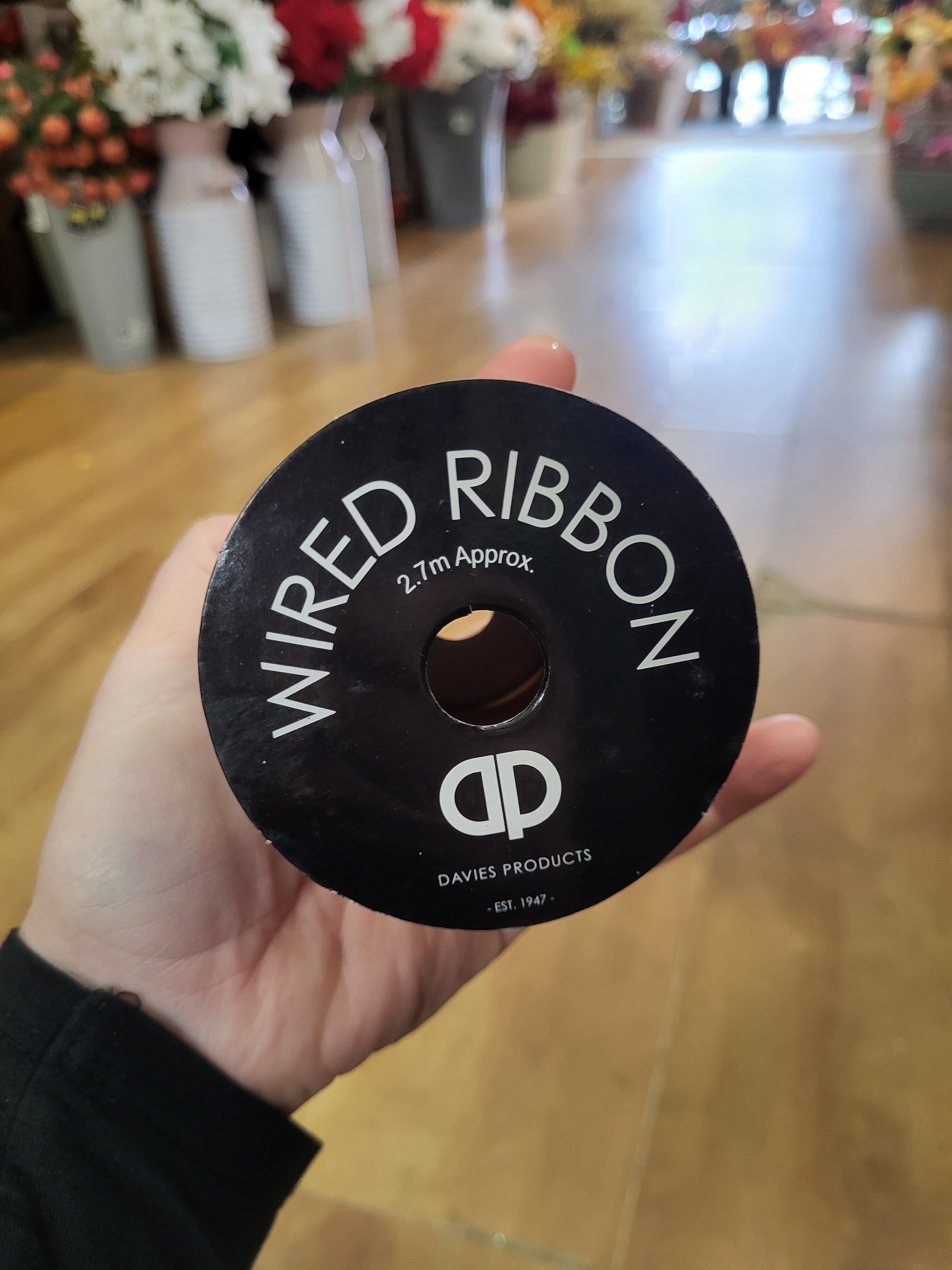 2.7m approx. roll of black/white gingham wired ribbon image 2