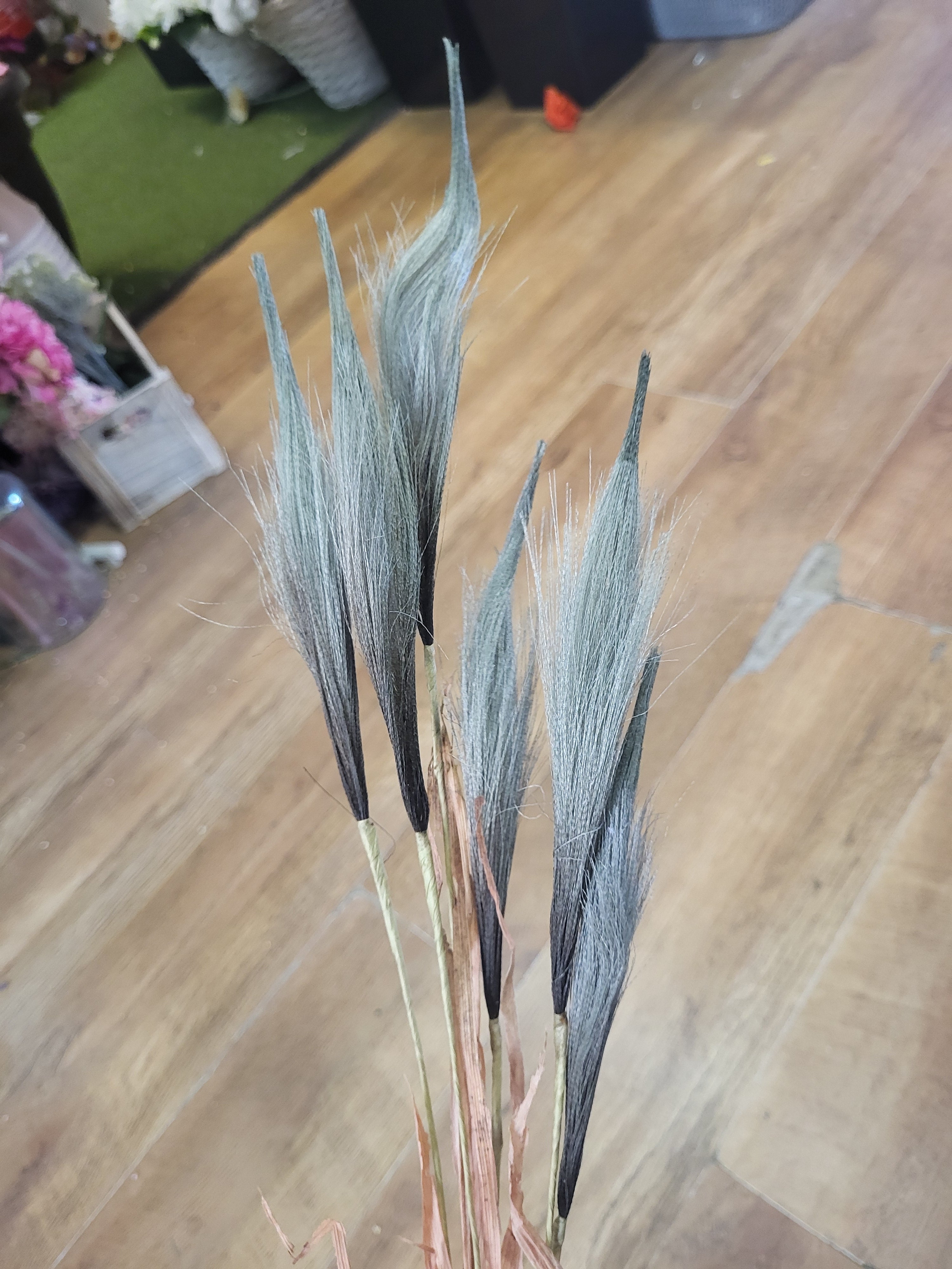 Natural green artificial pampas Reed spray image 3