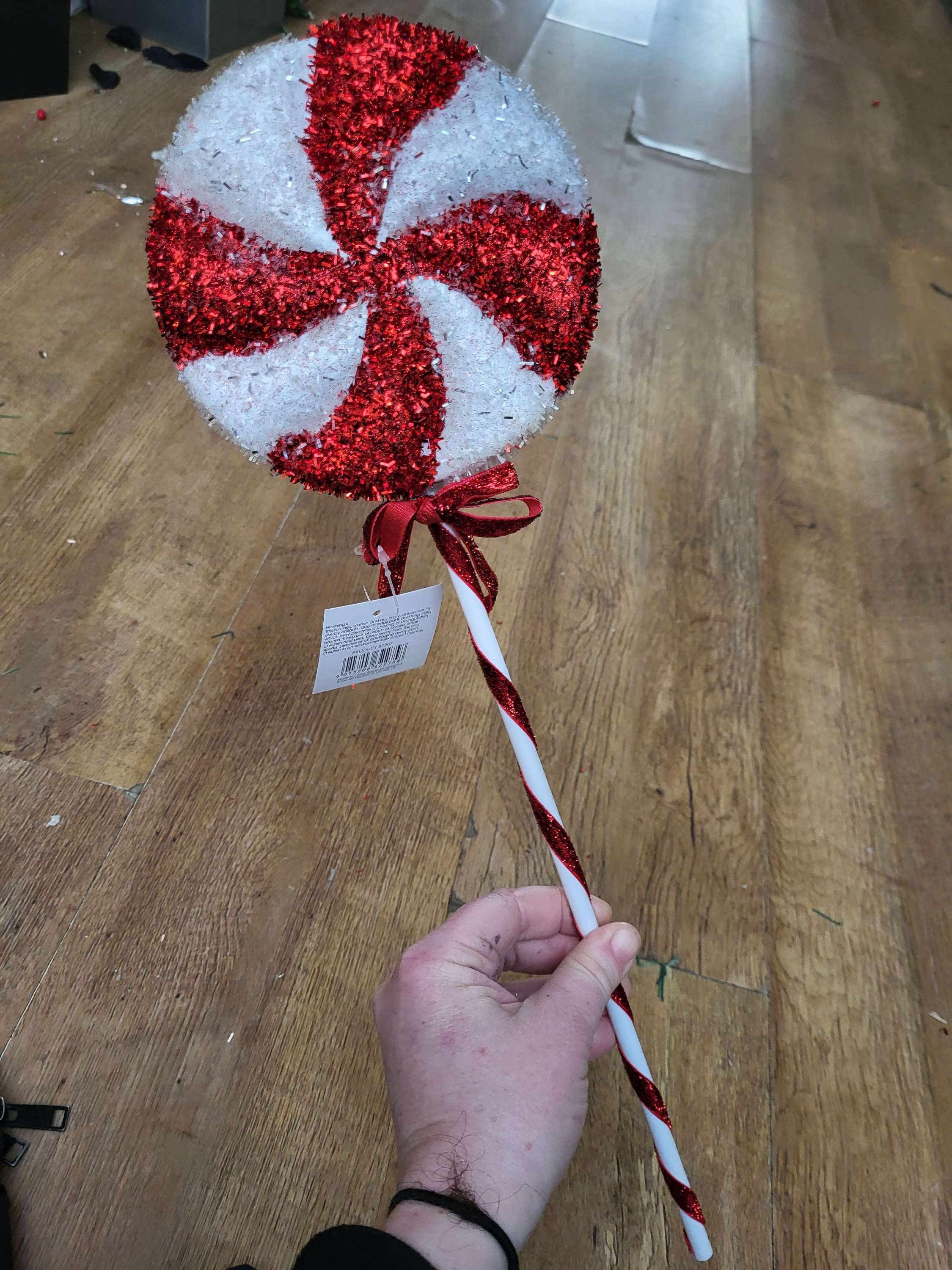 Large red and white sparkly pinwheel lolly pop image 2