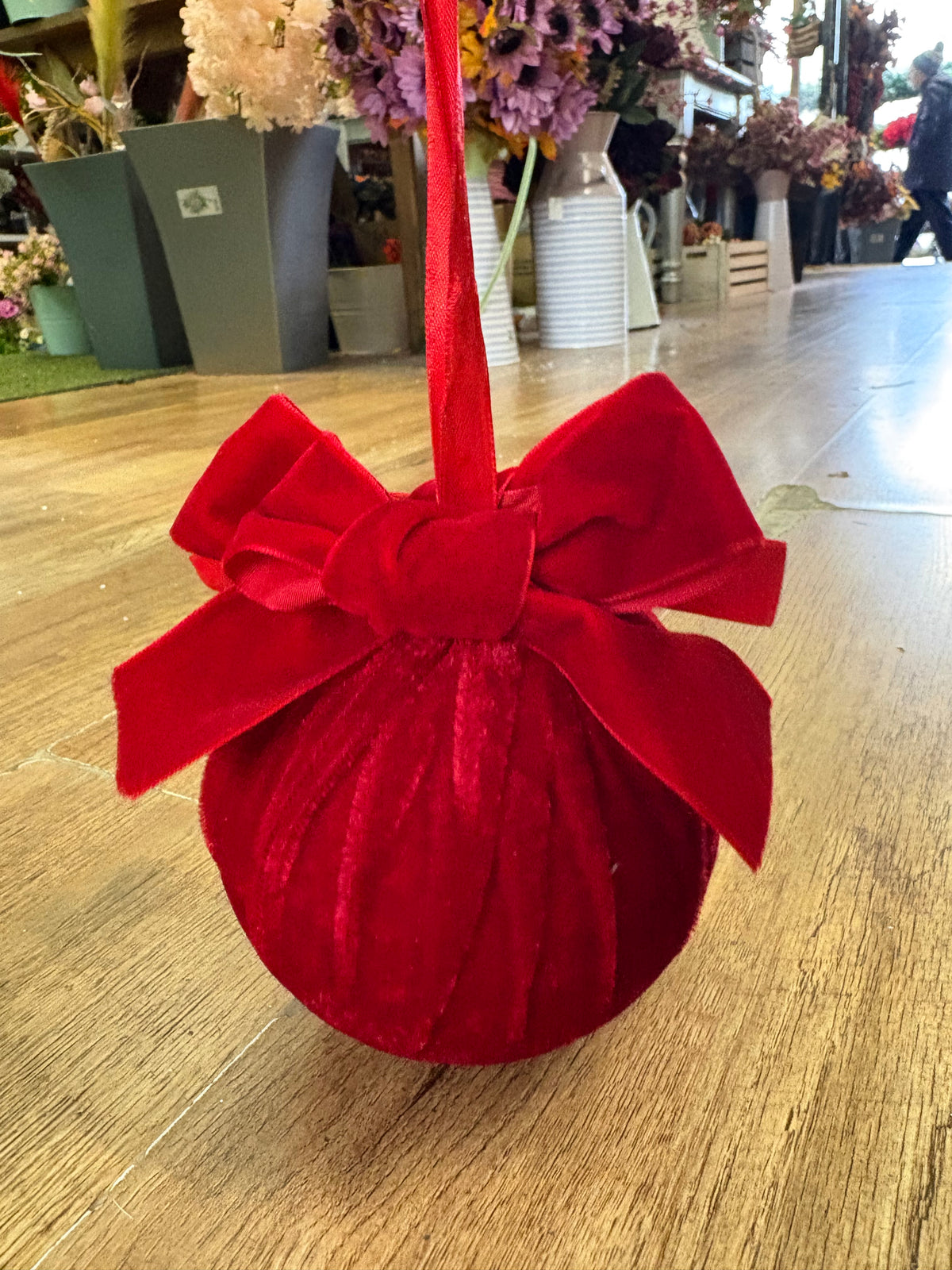 12cm red velvet bauble