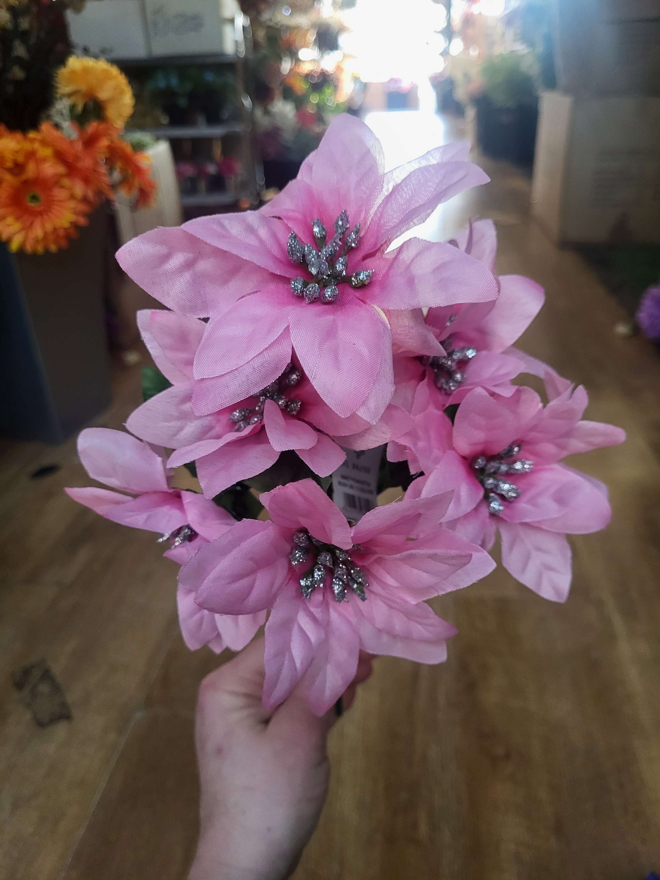 Poinsettia with glittered centre - 3 colours available image 4