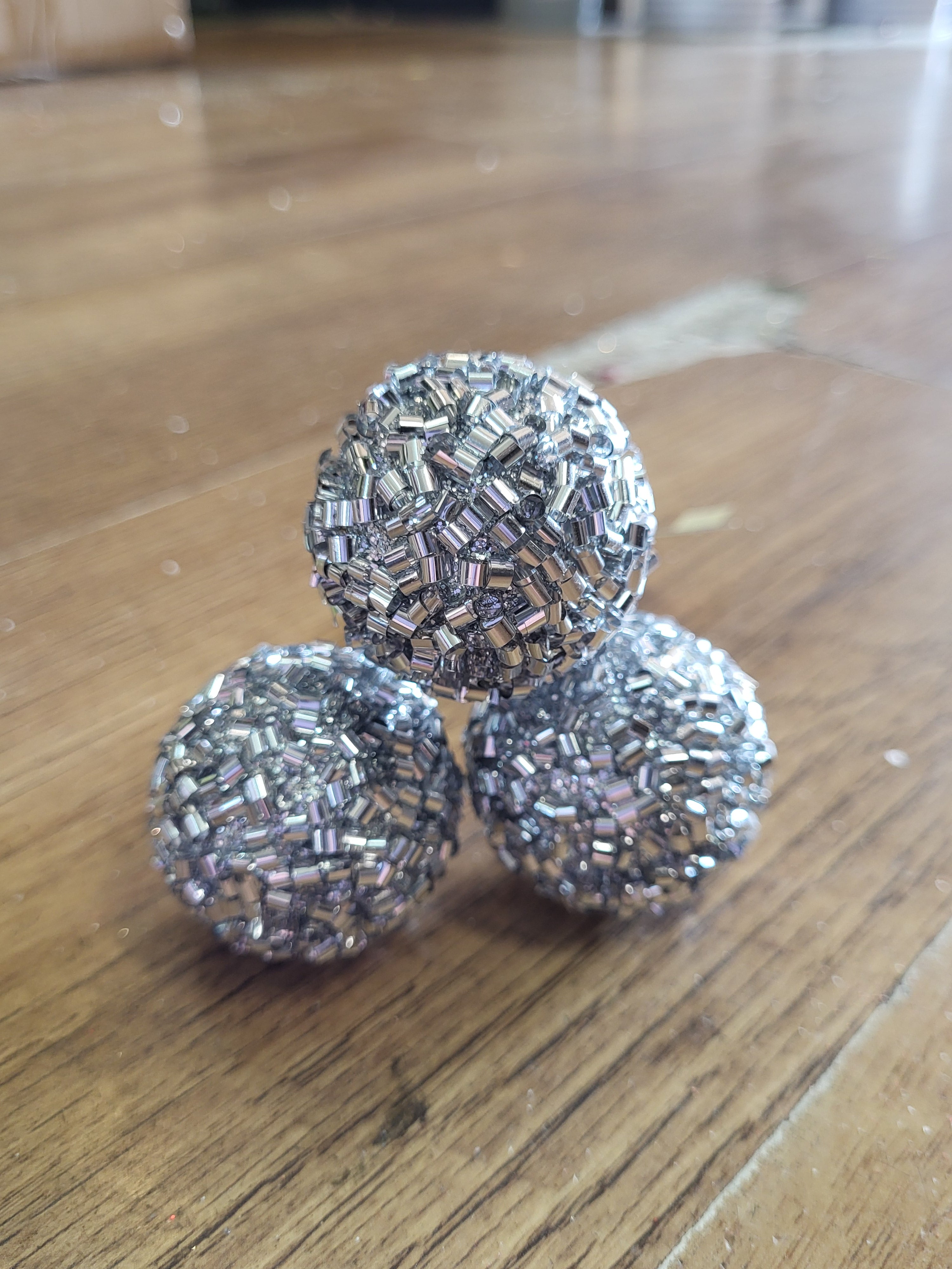 Silver beaded triple  bauble pick image 3