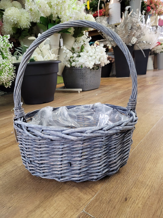 Large grey willow basket - 28x22x12x32cm image 0