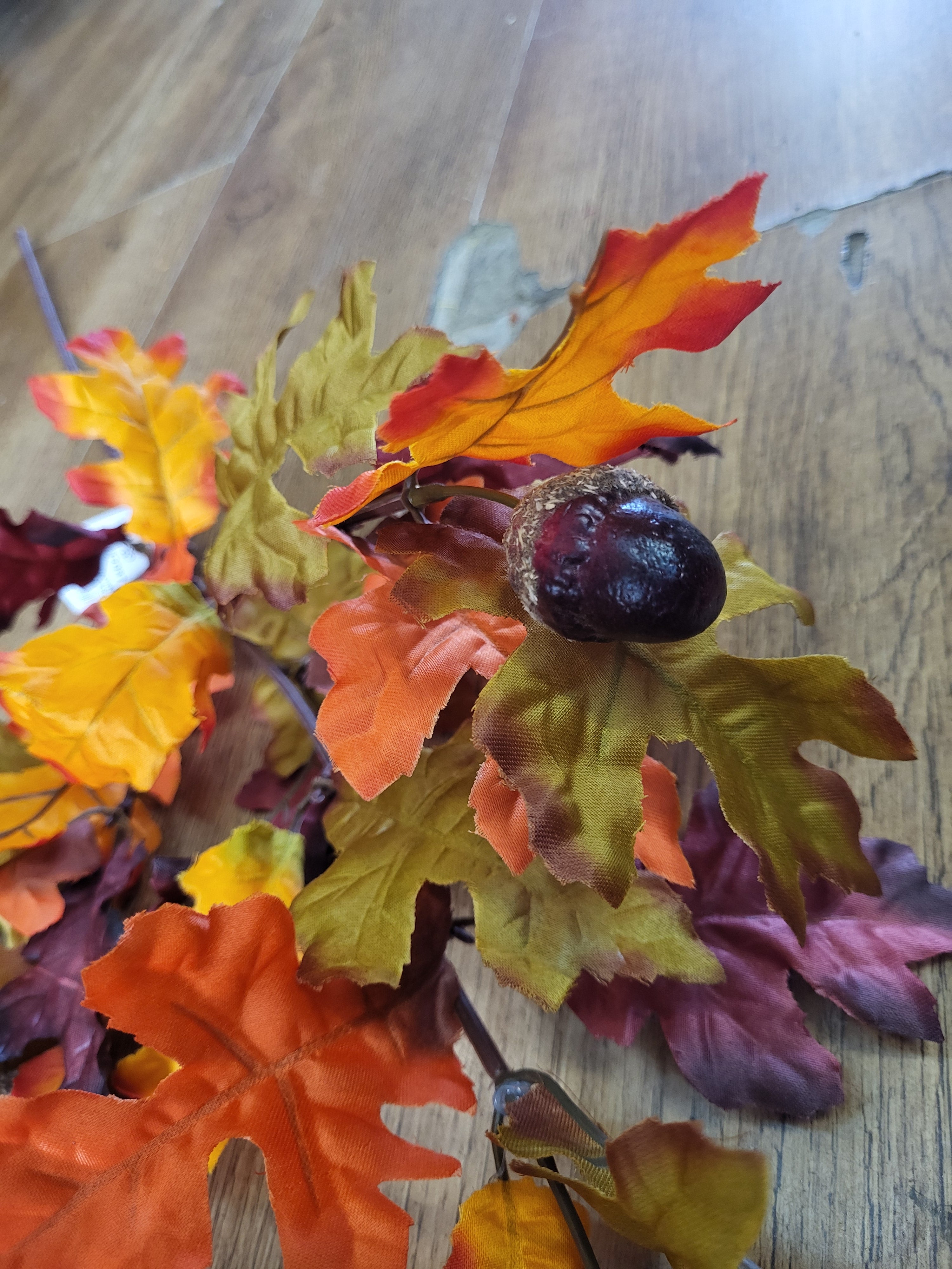 Long stem burgundy/green/orange acorn spray  image 6