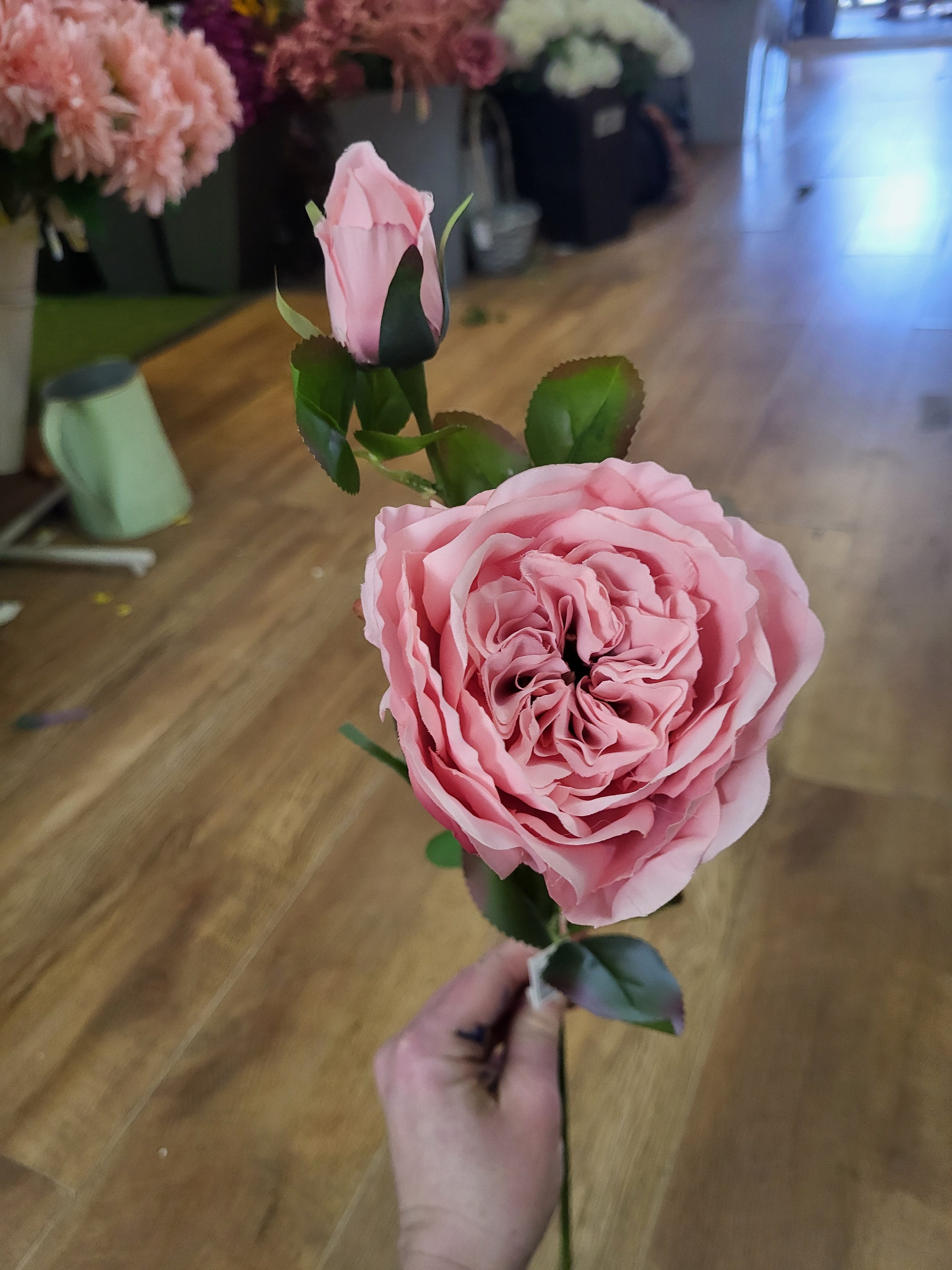 Long stem pink ruffled rose spray  image 0