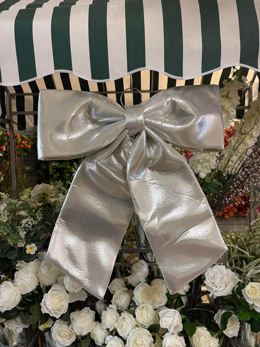 Giant 60cm Silver Christmas Bow