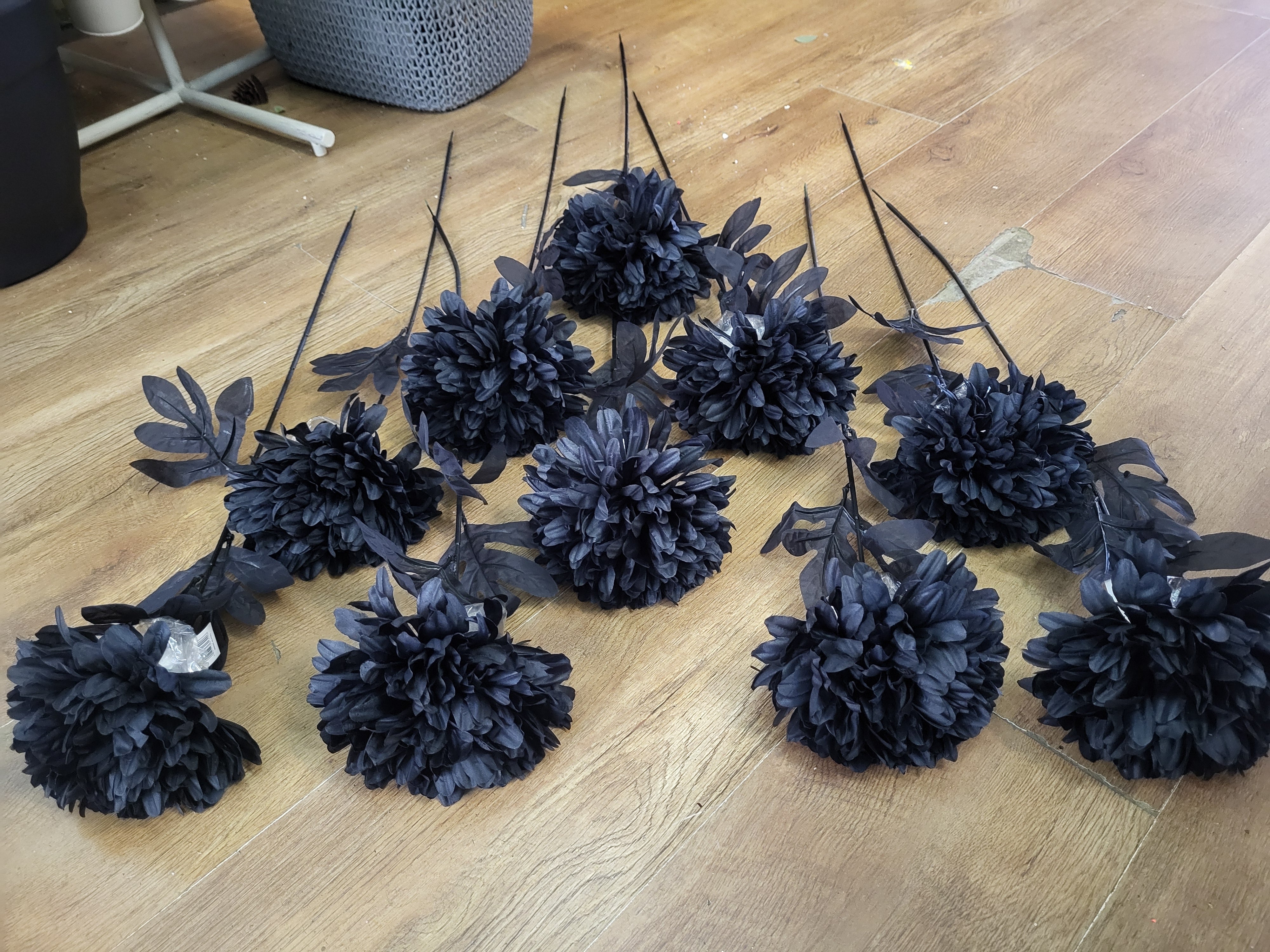Bundle of 10 long stem black pompoms image 1