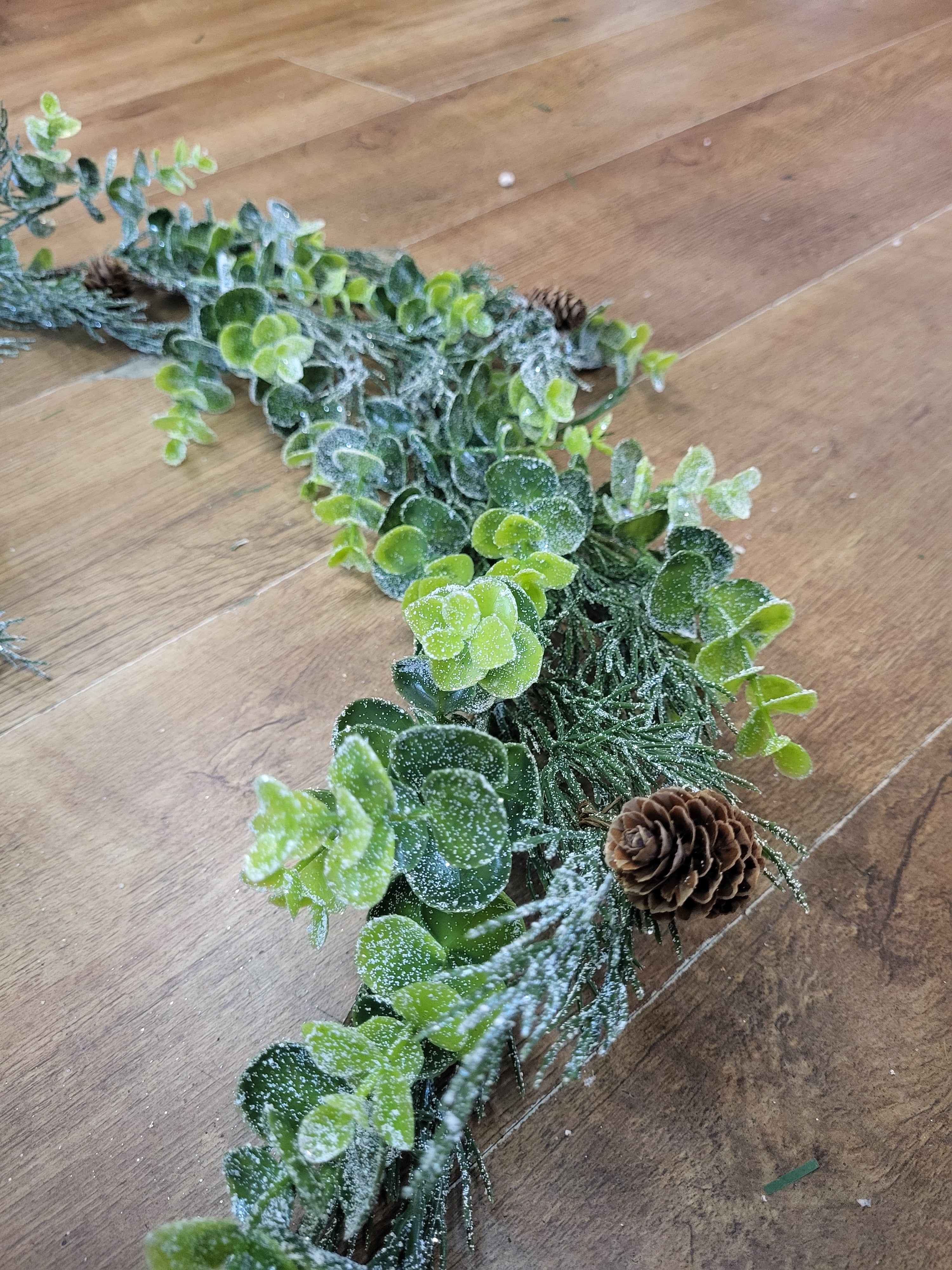 Frosted eucalyptus/cypress with miniature cones garland  image 3