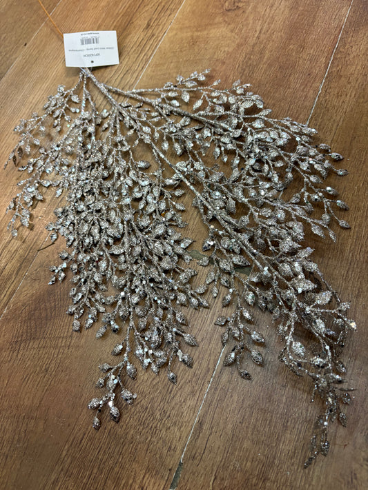 65cm champagne glittered mini leaf spray