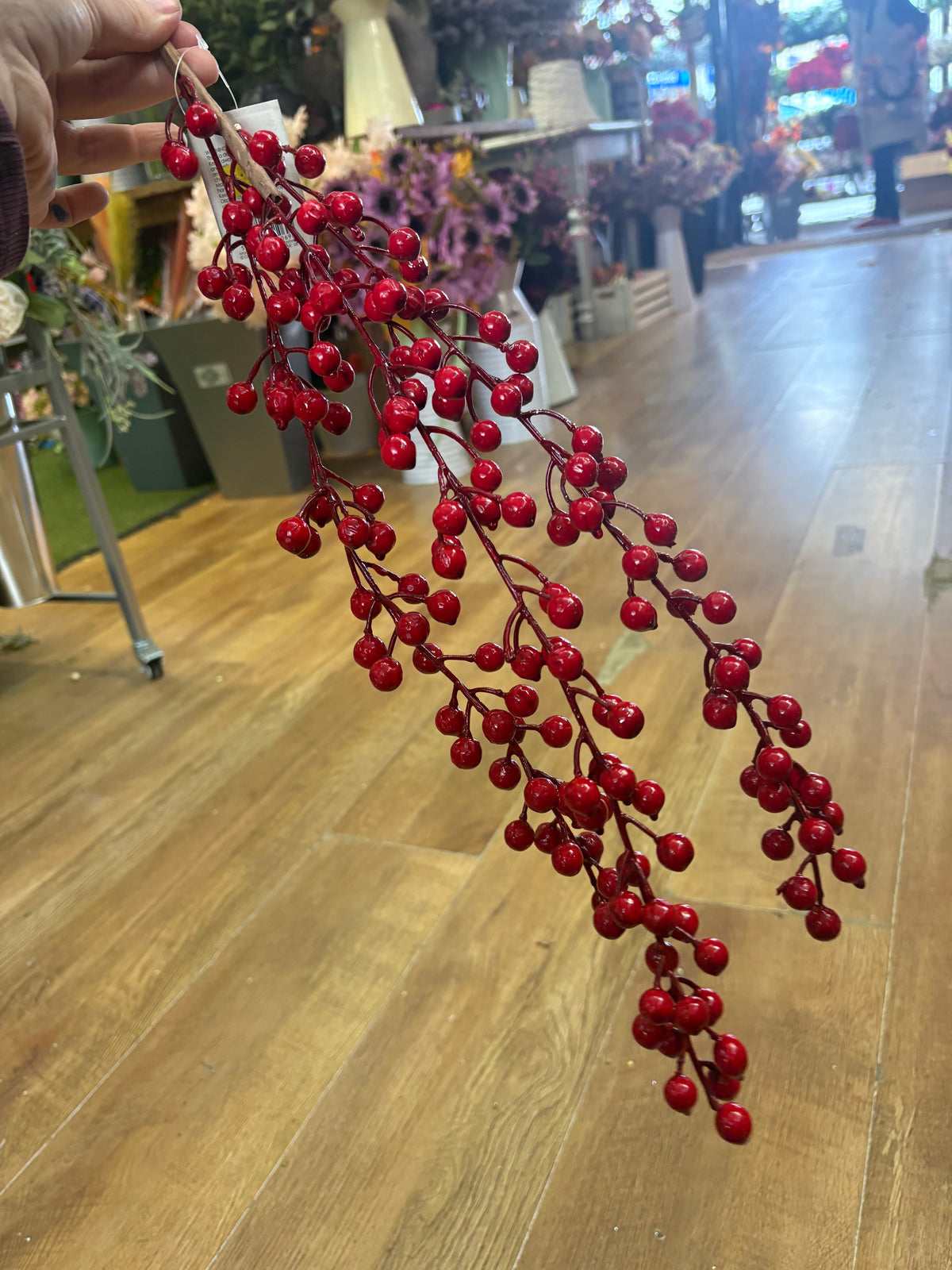 85cm tall triple red berry branch