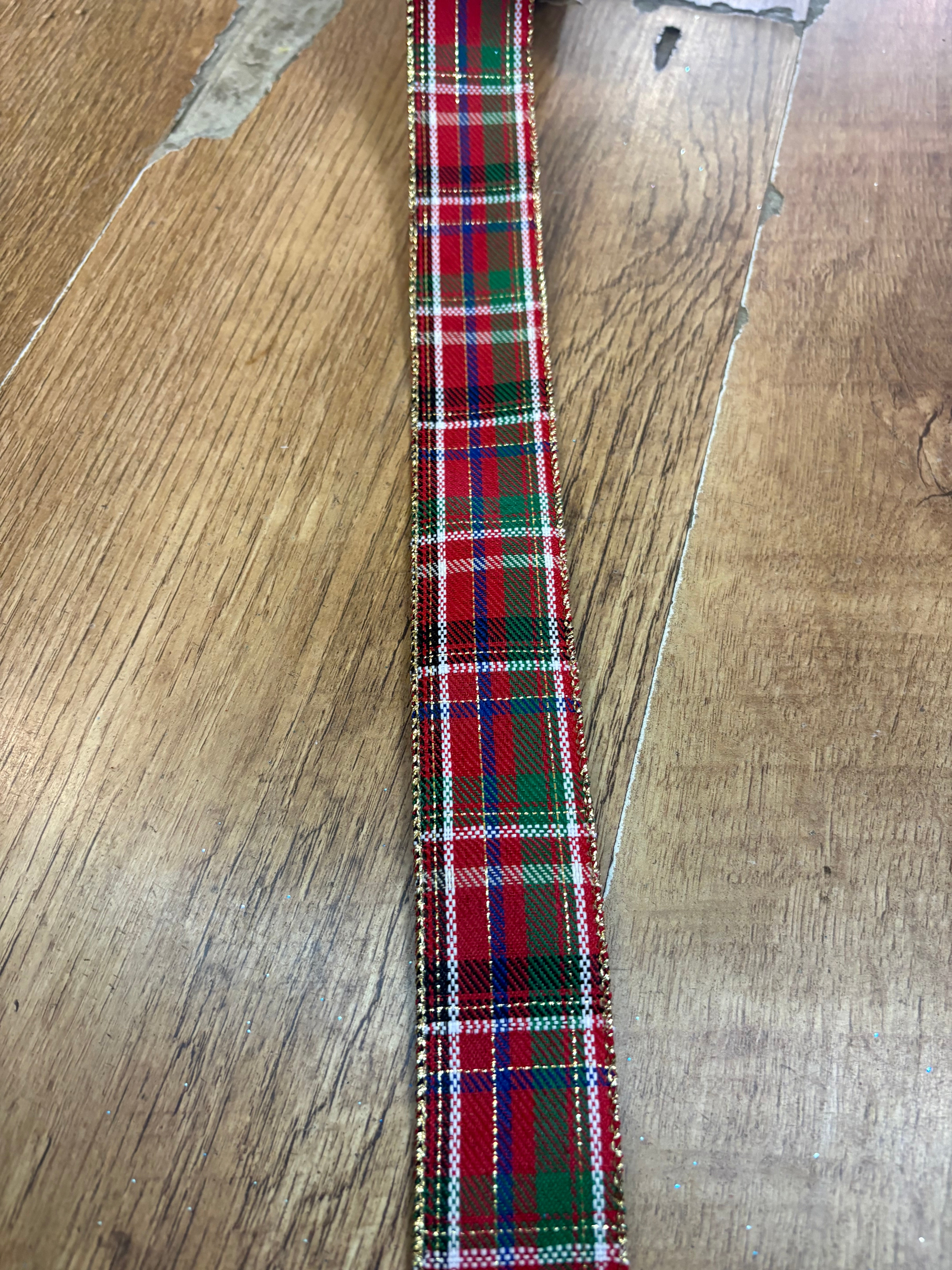 1.5inch wide tartan wired ribbon - 1 metre