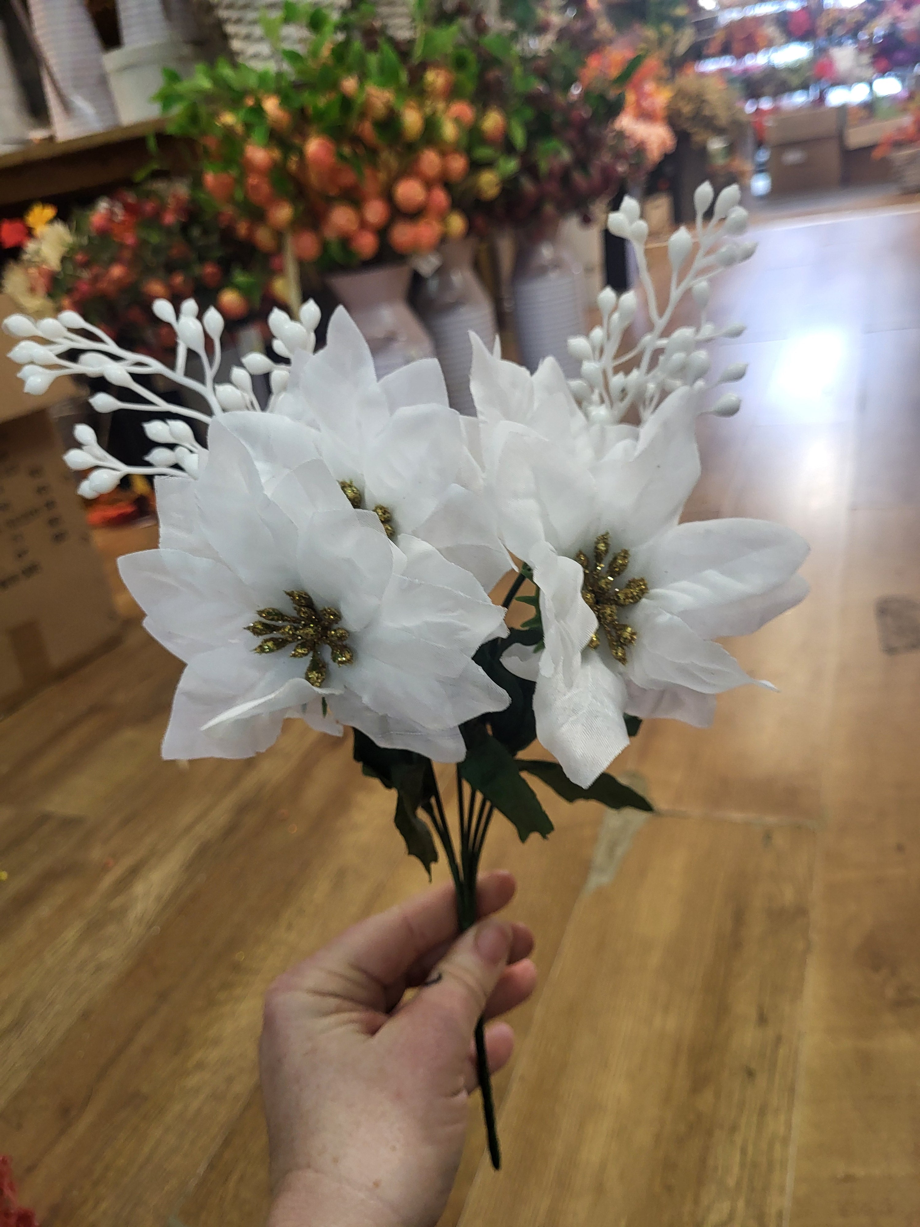 Poinsettia and berry bunch  - 2 colours available image 2