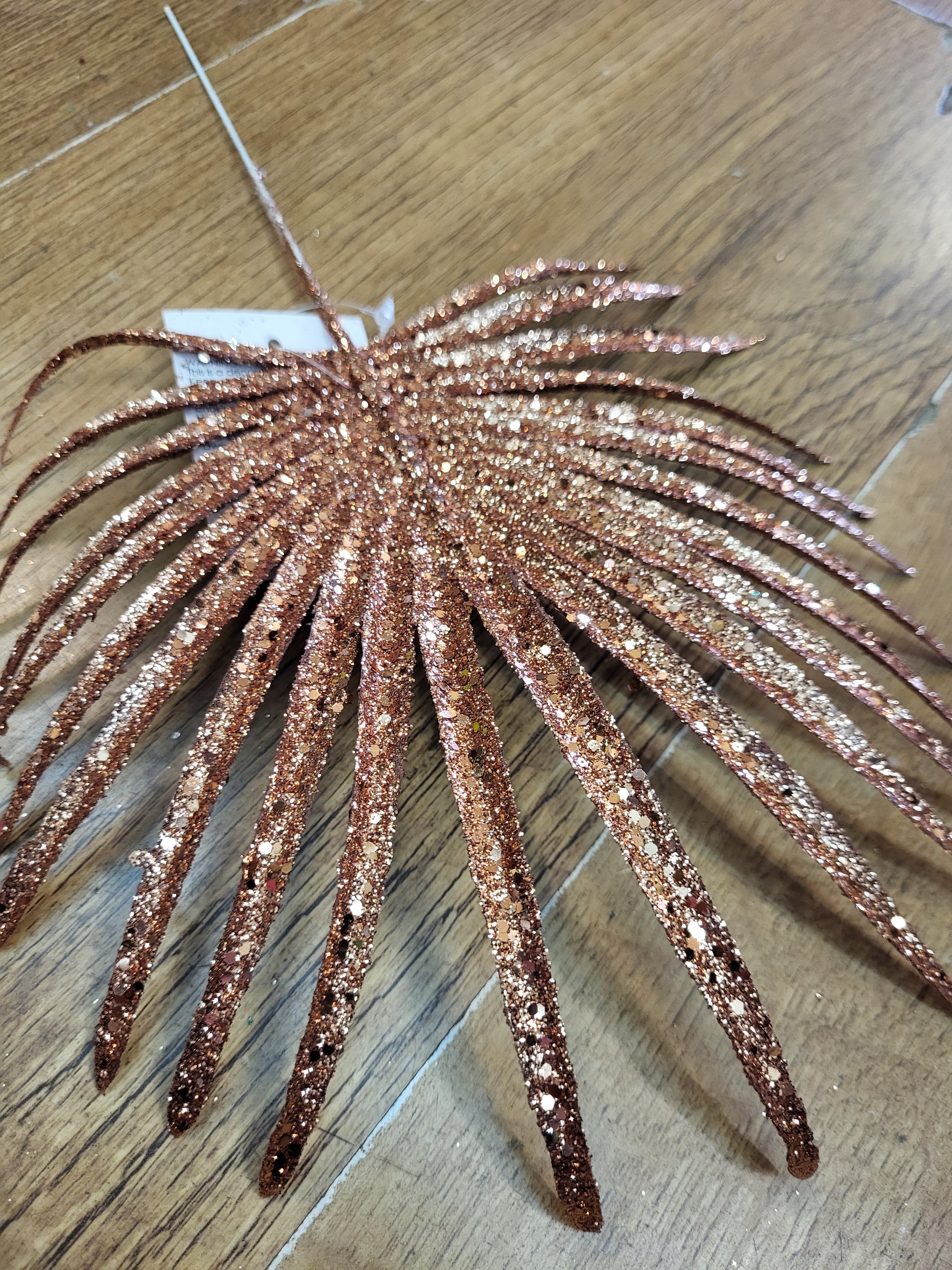 Rose gold glittered palm leaf pick  image 2