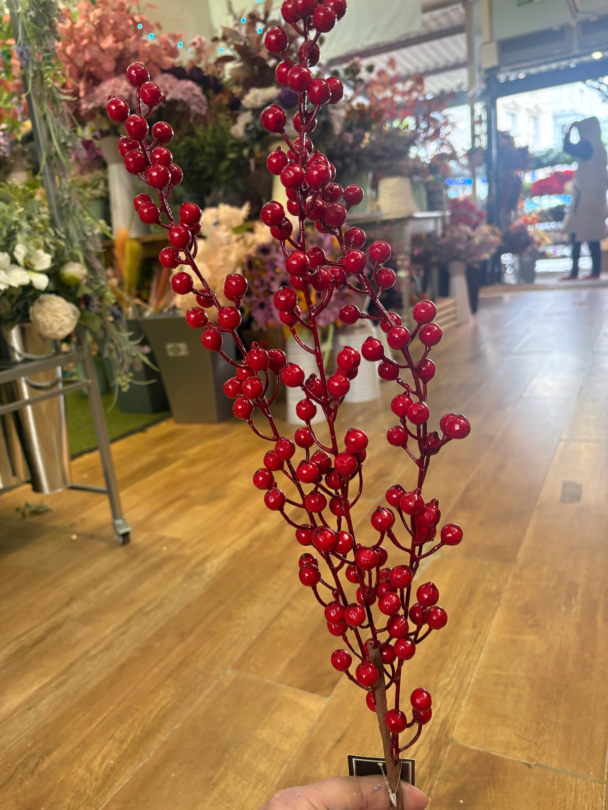 85cm tall triple red berry branch
