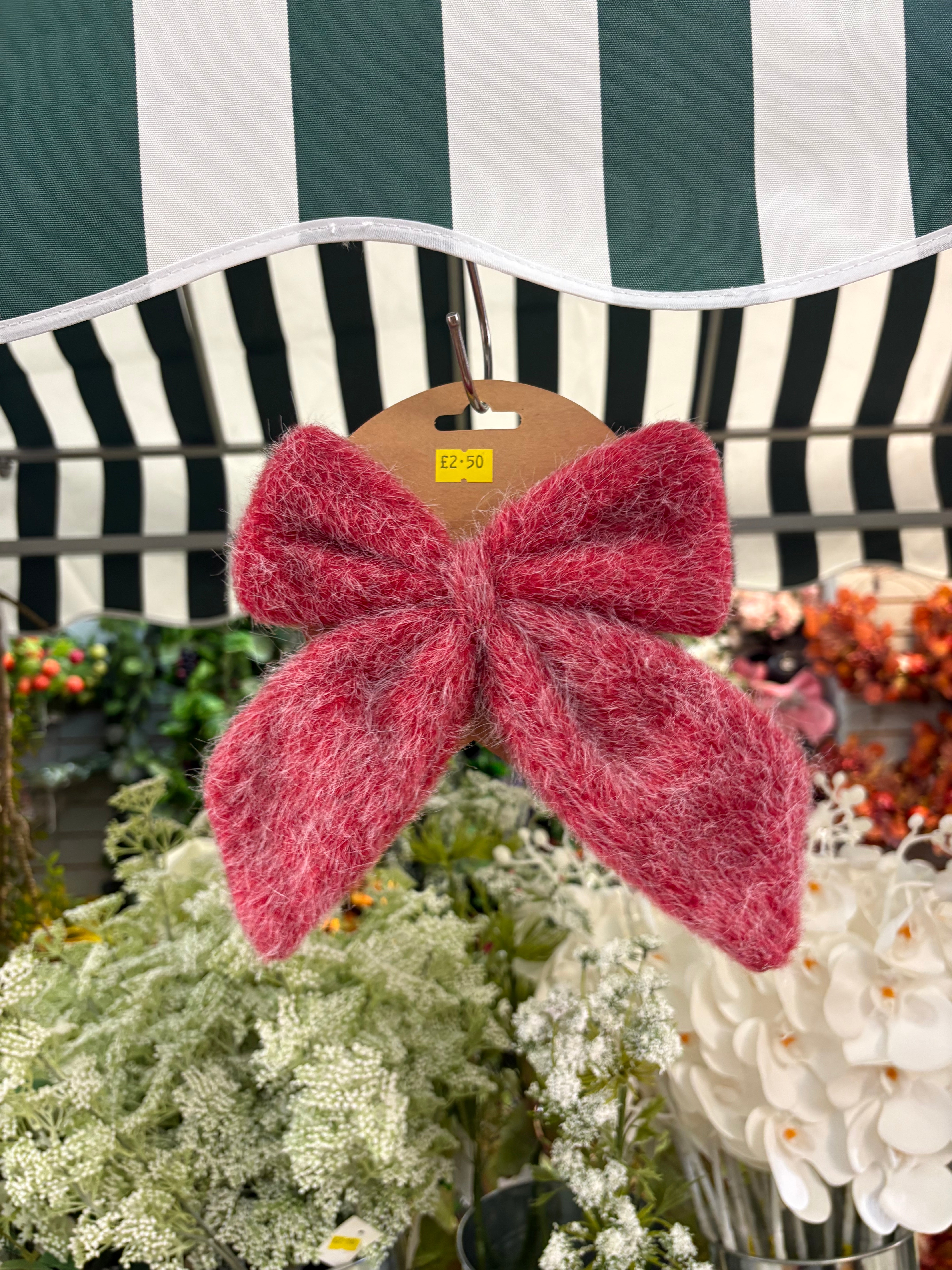 Small red fleece Christmas bow
