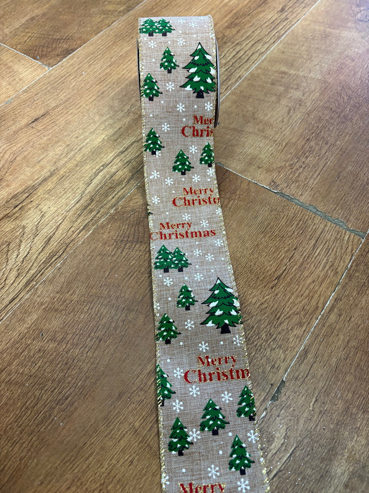 2.7m roll of wired burlap and Christmas tree ribbon