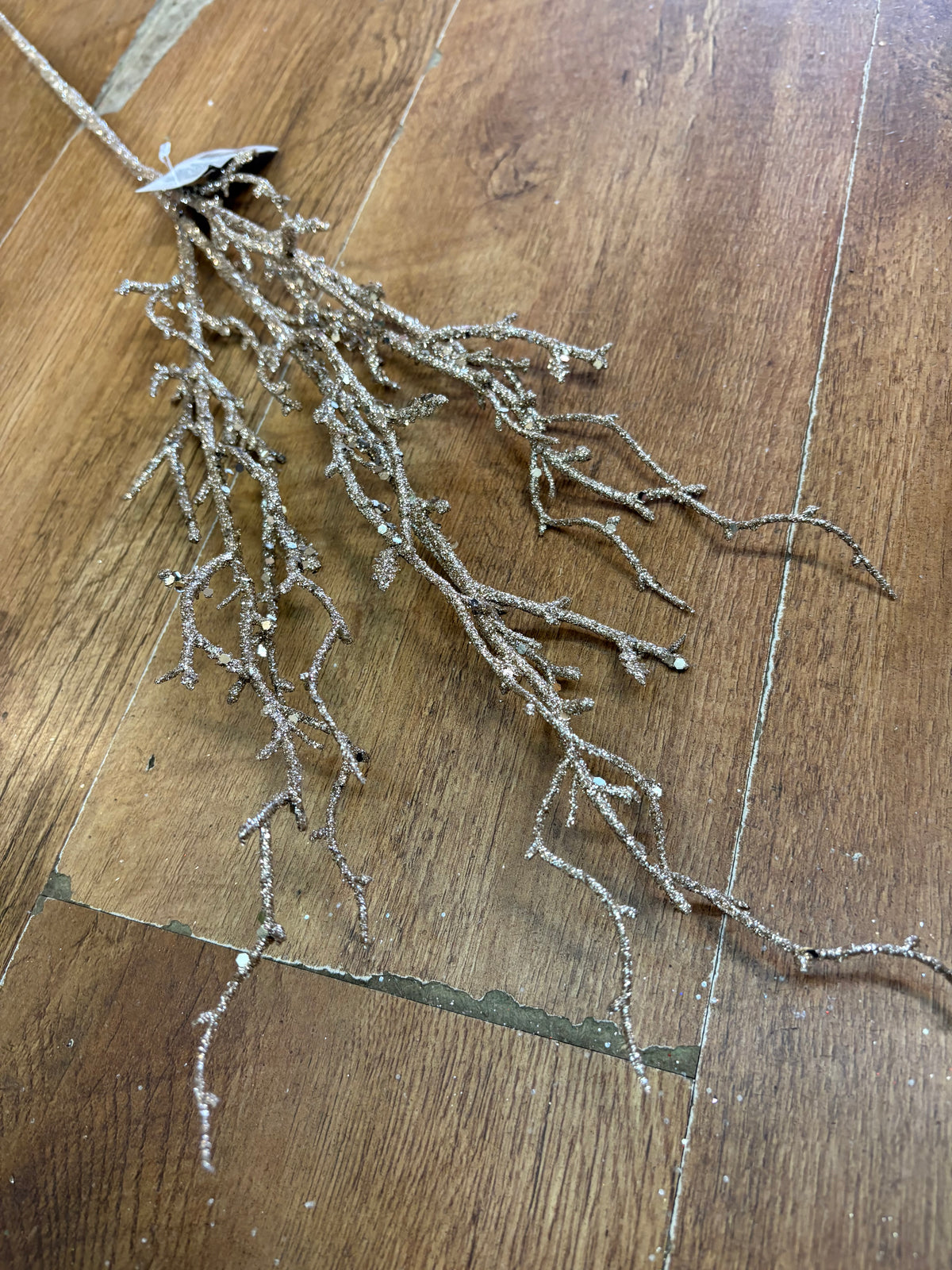 Long stem gold glittered branch