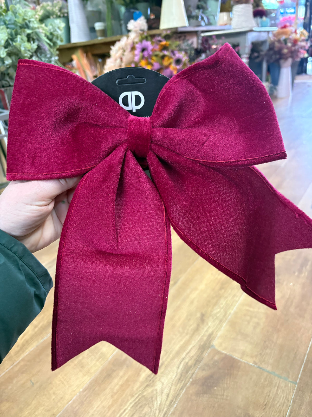 30x35cm burgundy velvet Christmas bow