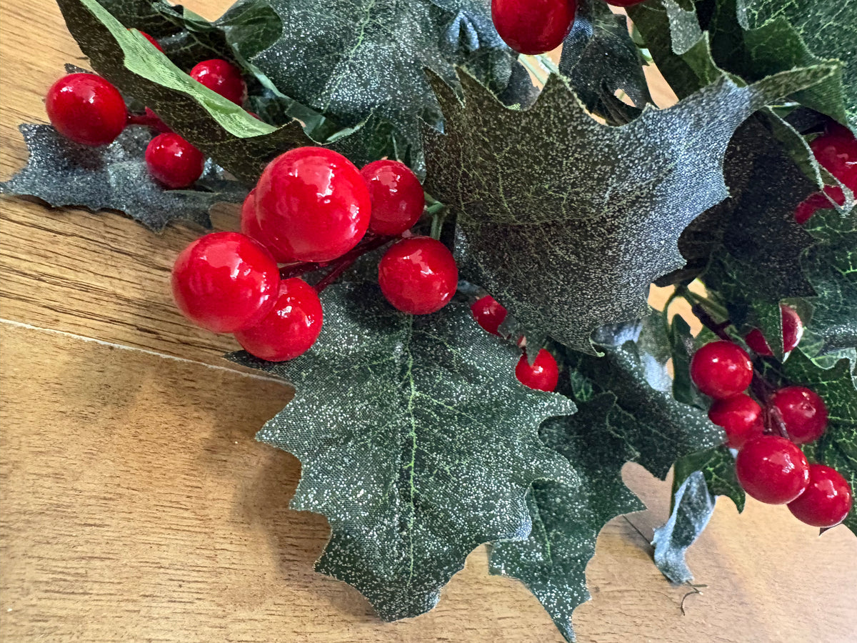Large glittered shimmery holly bunch