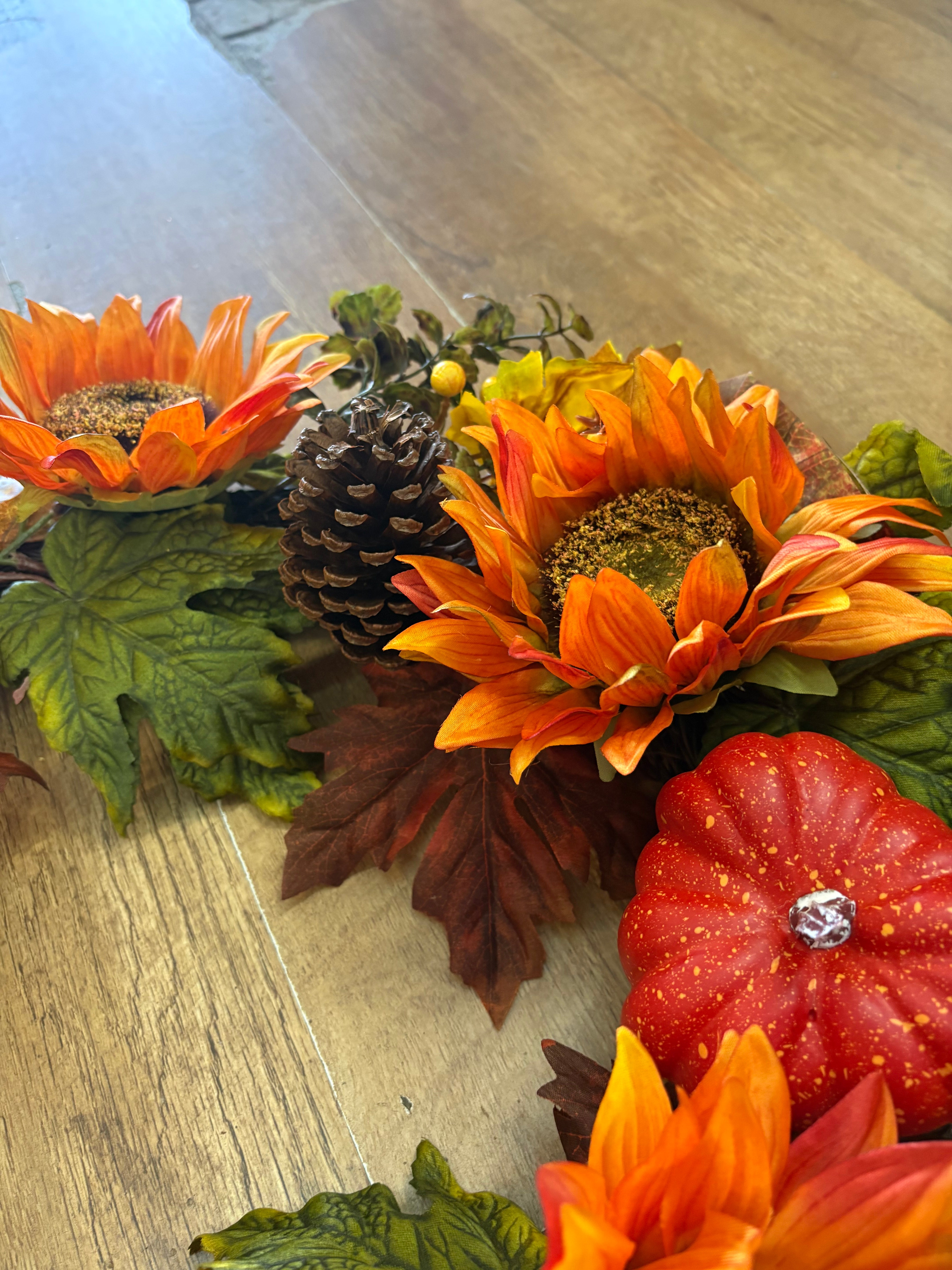 45cm Deluxe Autumnal Sunflower and pumpkin wreath