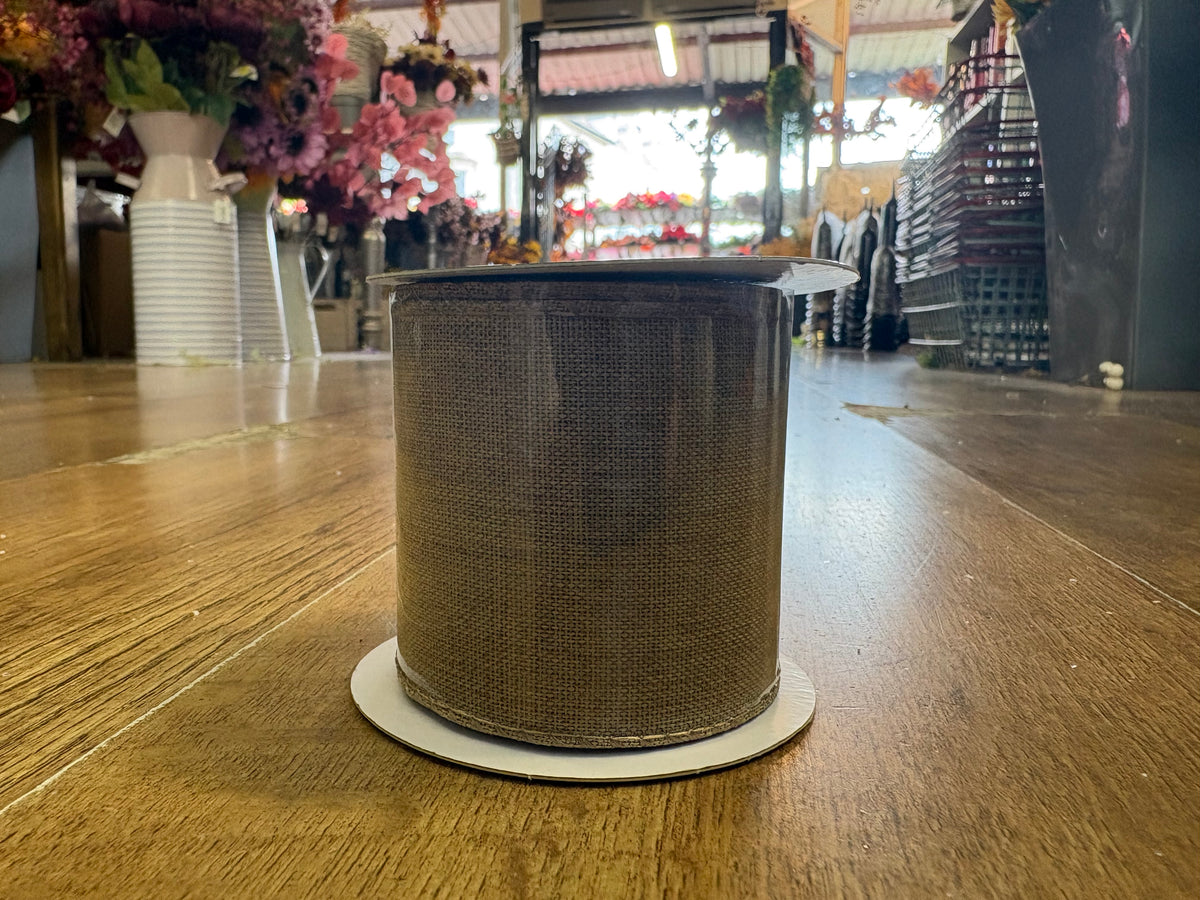 2.7m wired natural linen ribbon