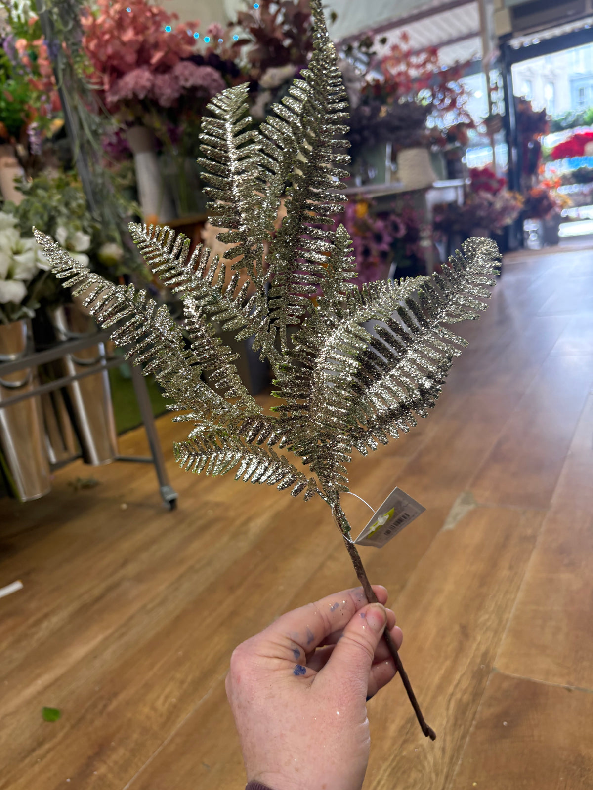 Champagne glittered fern