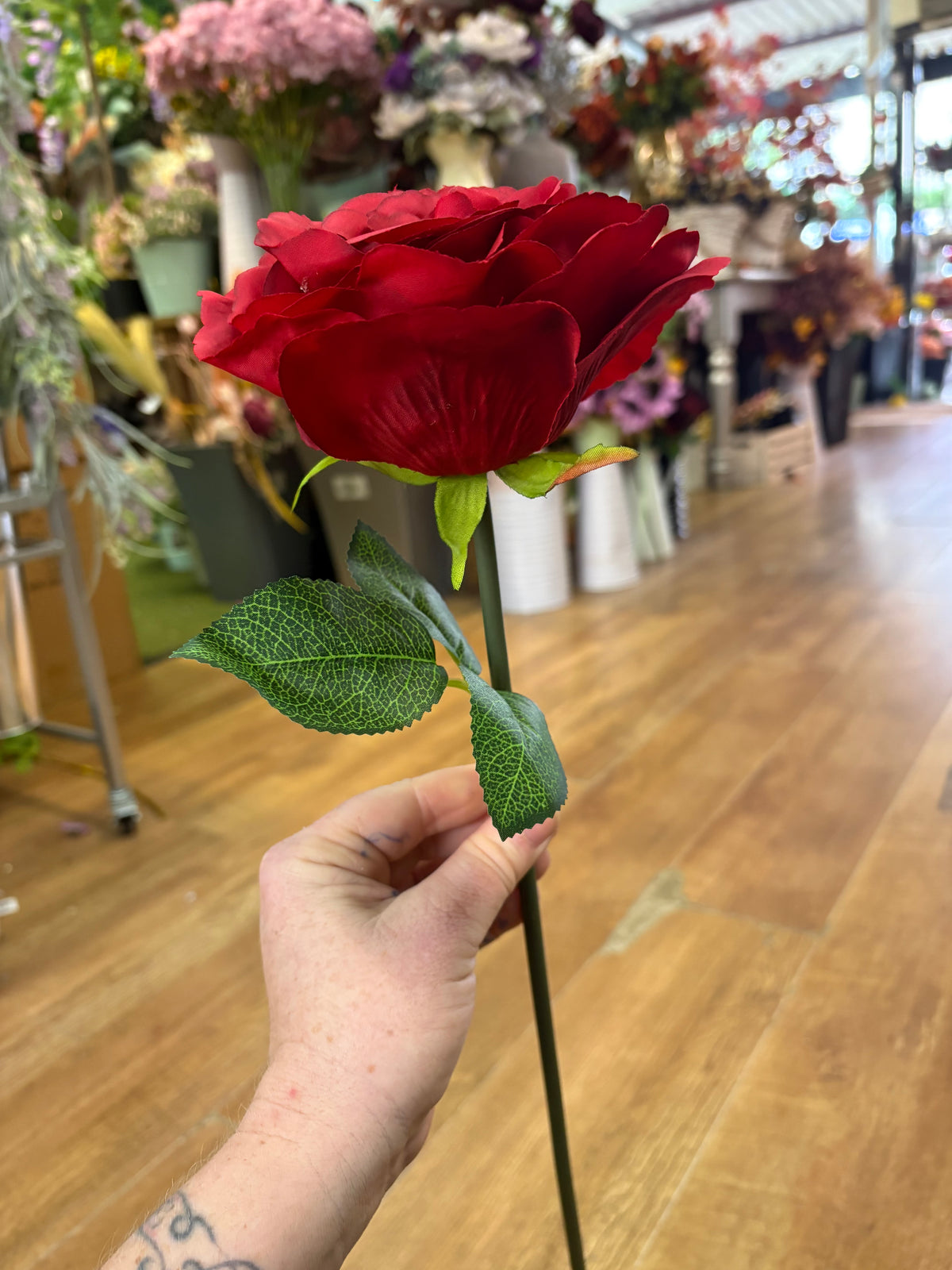 Mediums length red Tudor rose