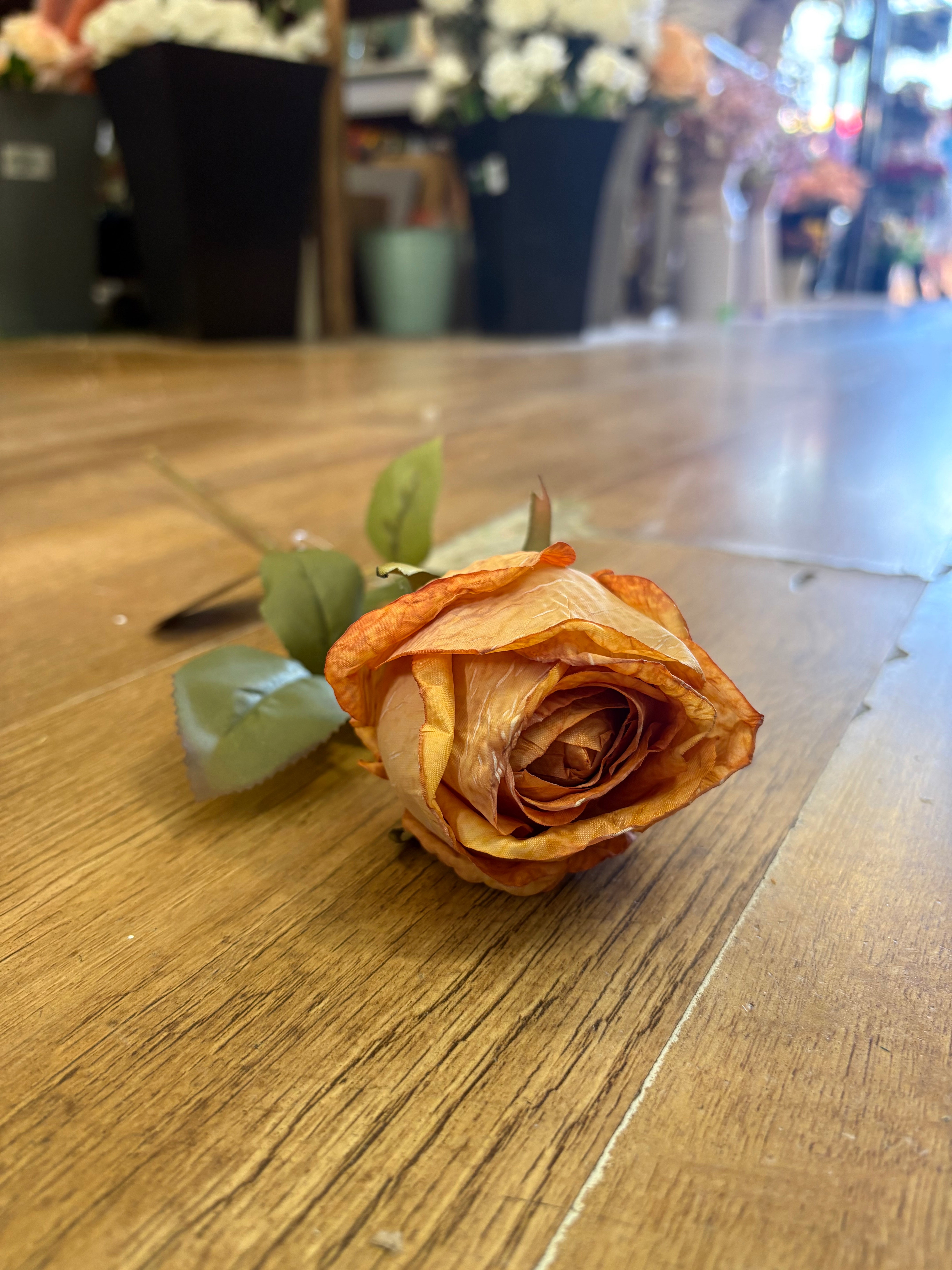 Dried inspired Honey Sunset single rose