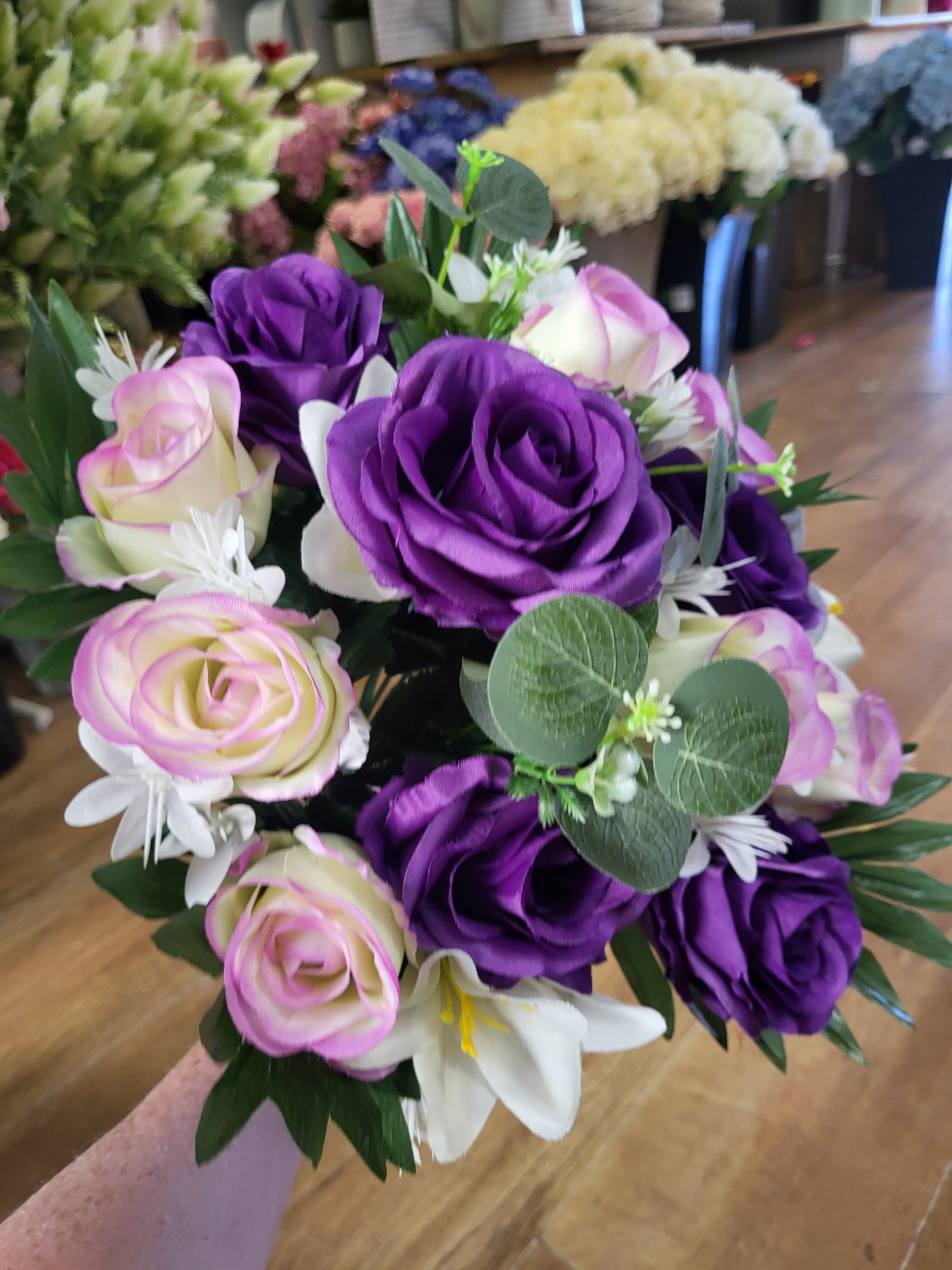 Rose/lily/eucalyptus bouquet - 2 colours available image 9