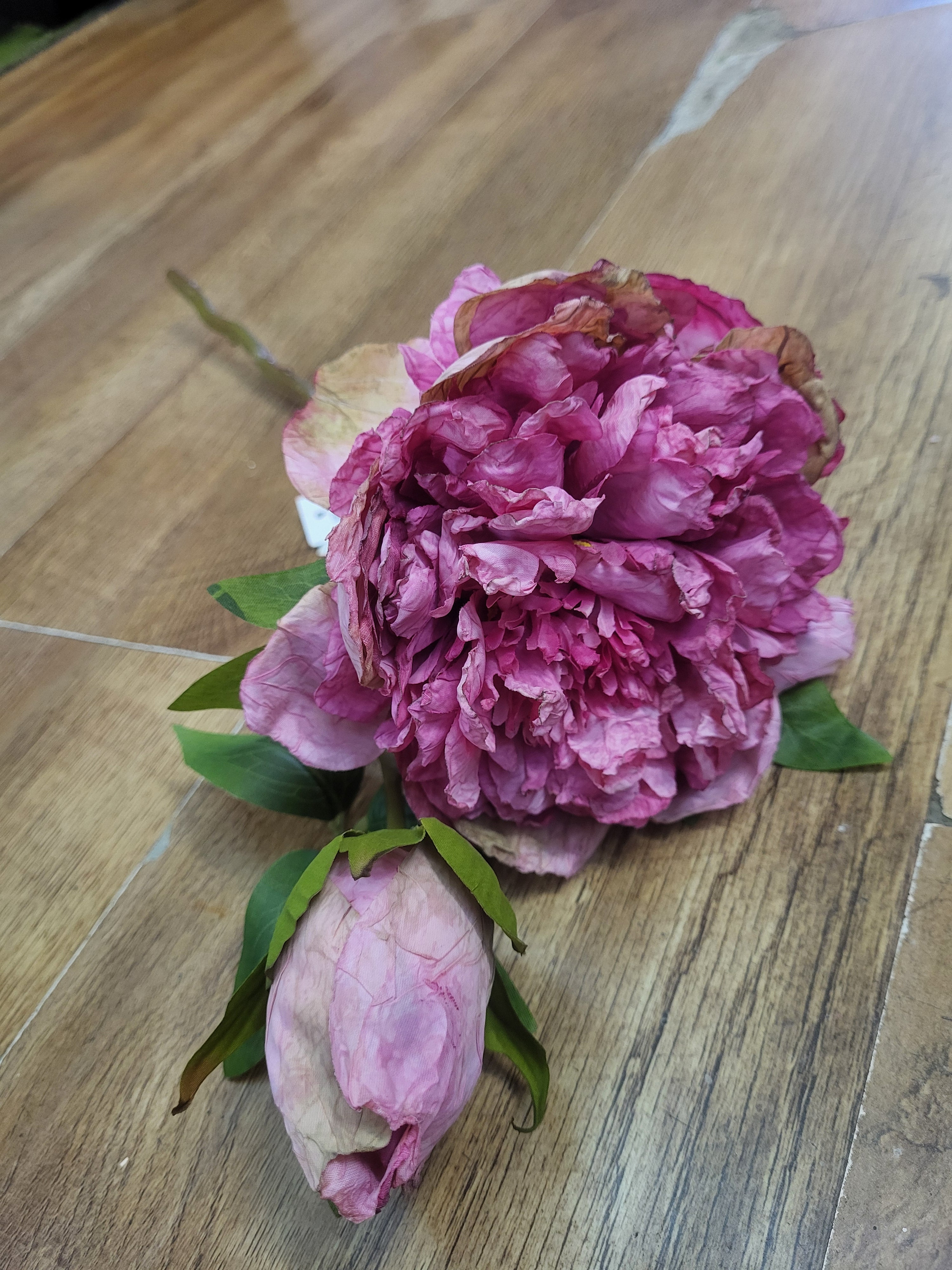 52cm dried inspired pink open peony stem image 2