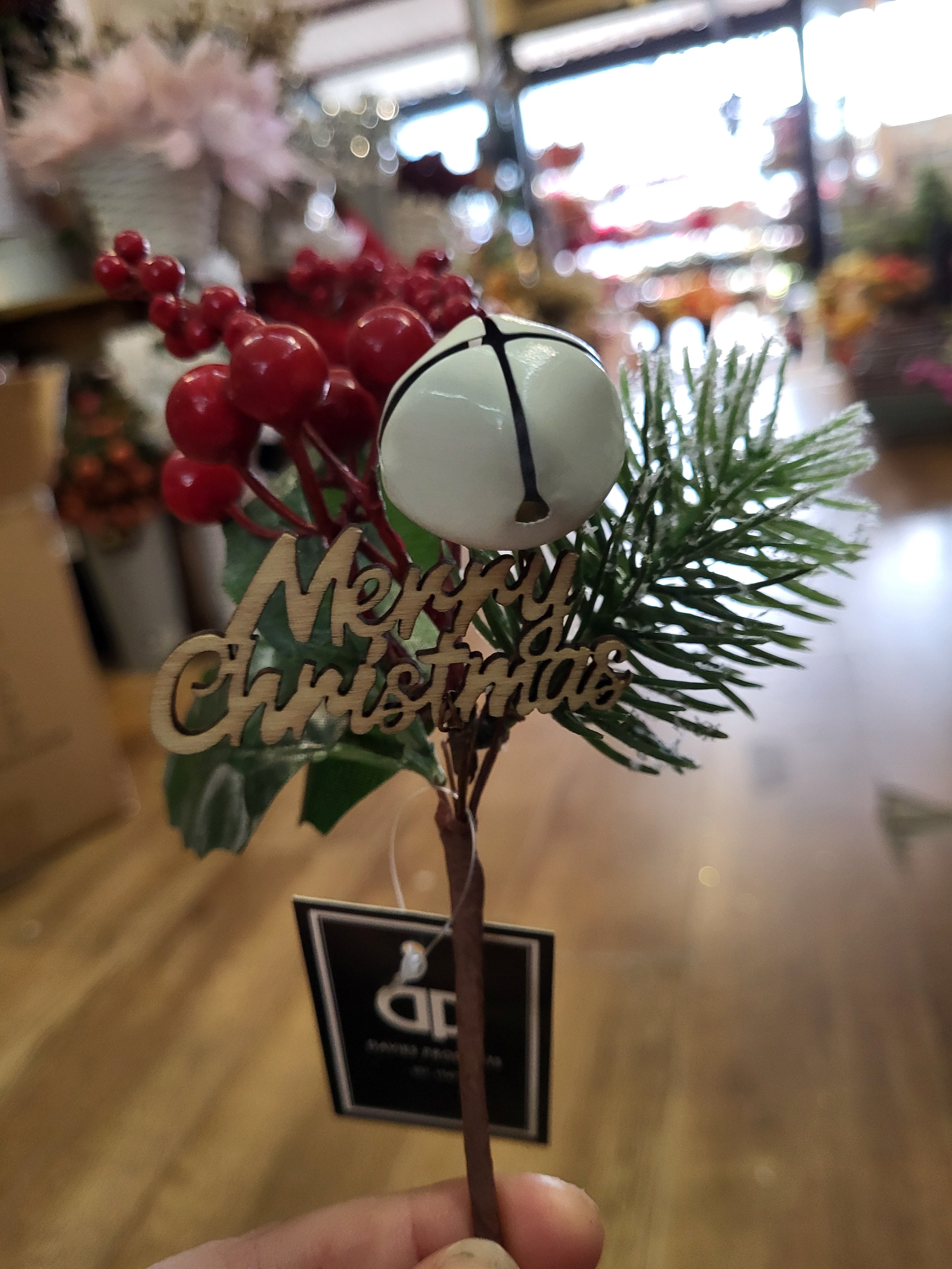 Merry Christmas and bell/berries foliage pick  image 2