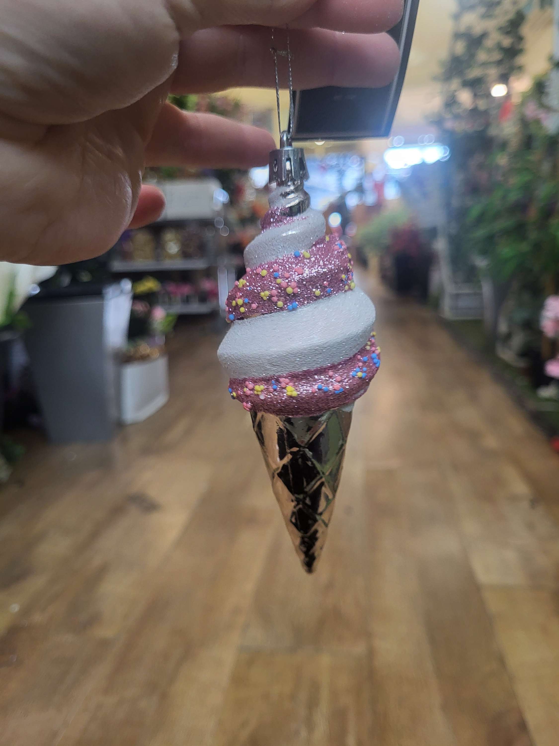 Small sprinkled ice cream bauble  image 0