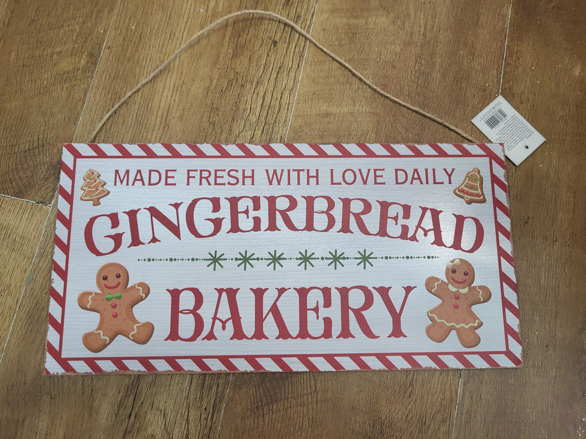 40cm x 20cm hanging wooden gingerbread bakery sign image 0