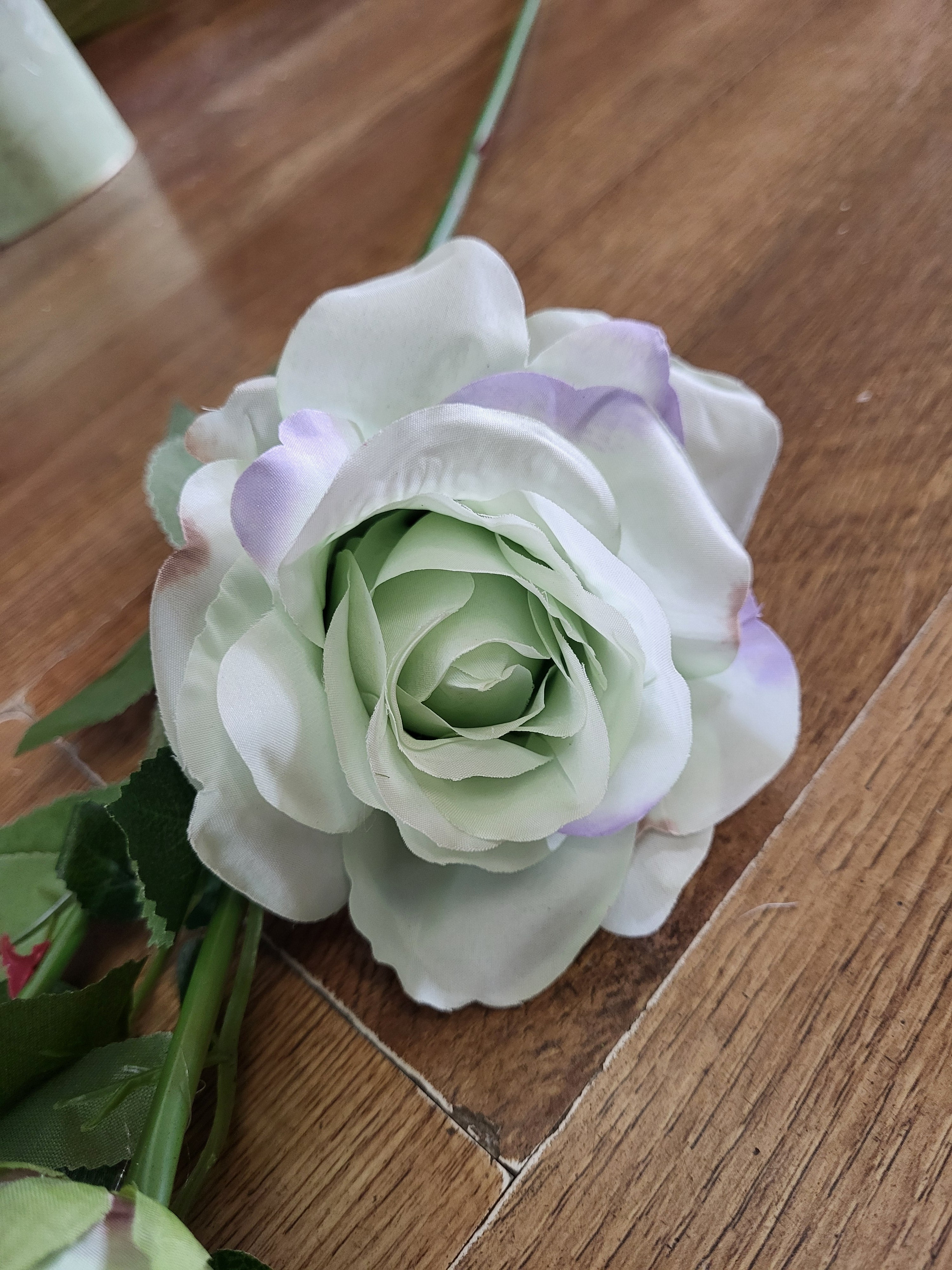 84cm long stem mint green triple rose head stem image 2