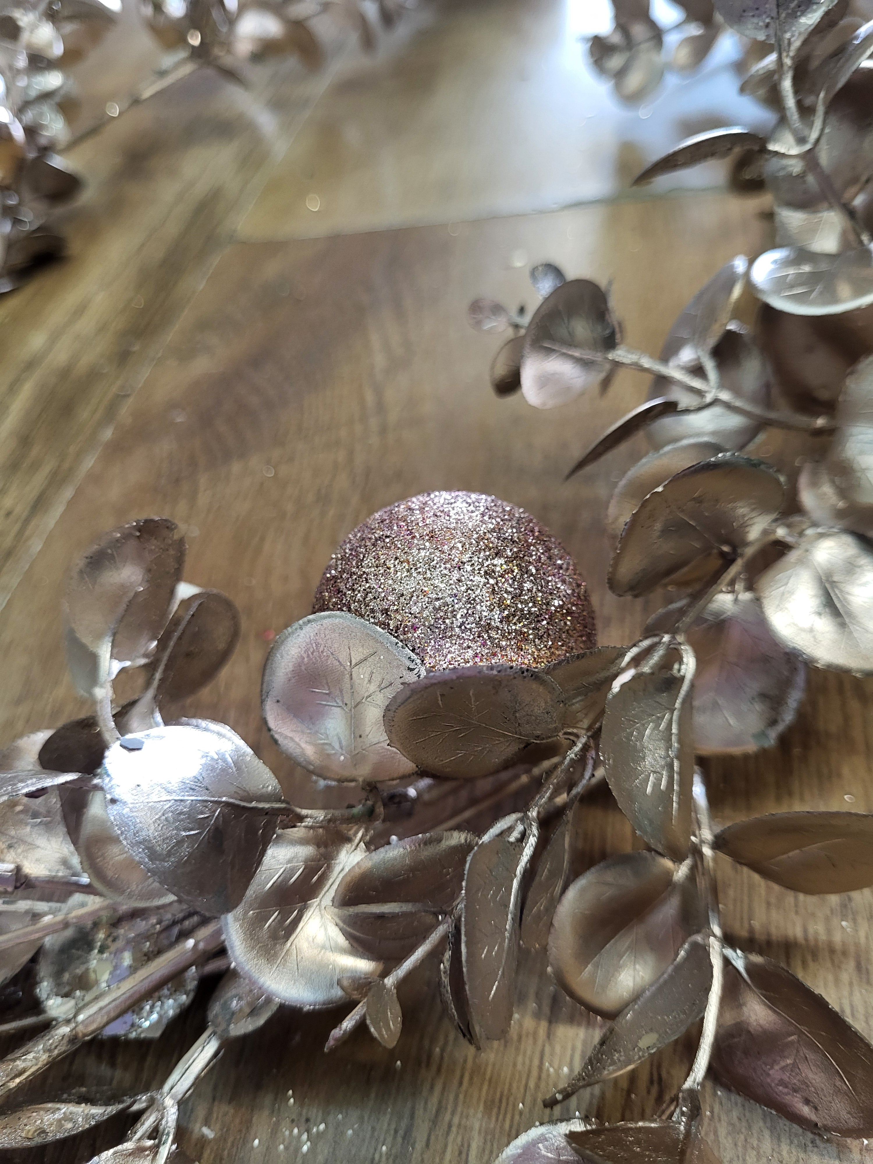180cm Rose gold foliage and glitter ball/disco ball garland image 1