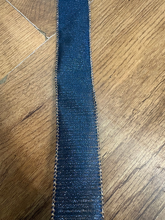 1.5 inch navy shimmered wired ribbon - 10 metres