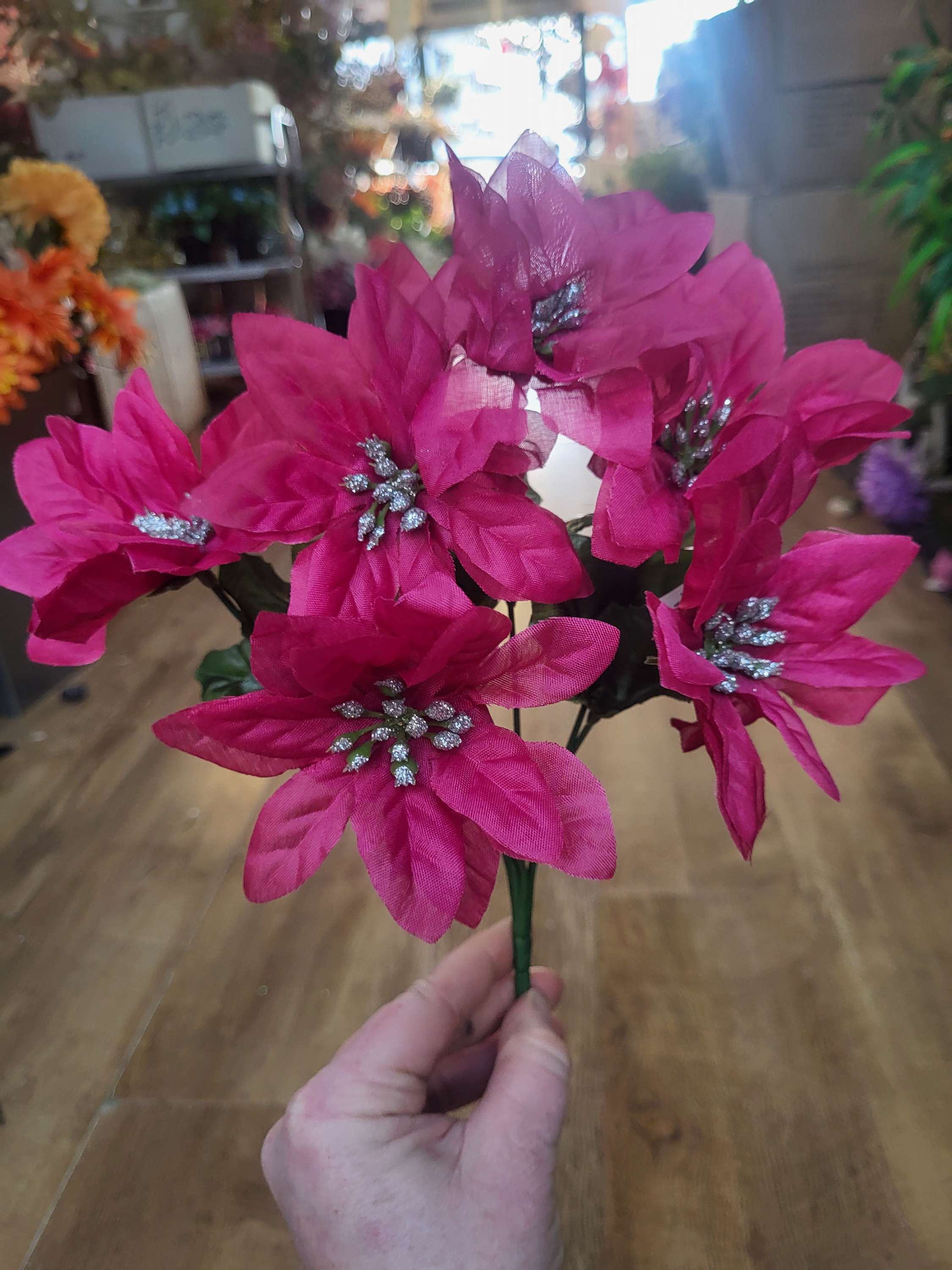 Poinsettia with glittered centre - 3 colours available image 5