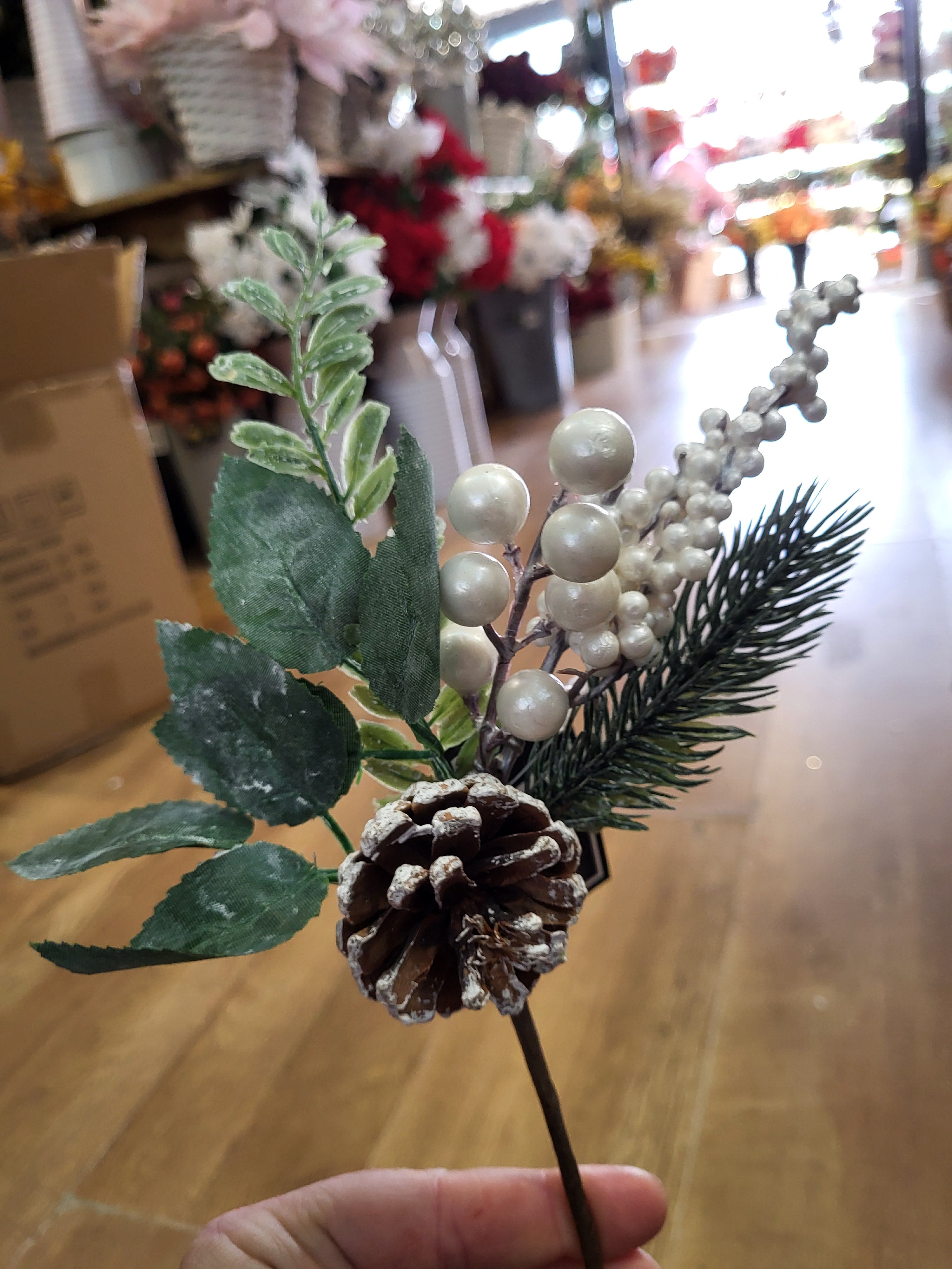 Mixed foliage and pearls pick image 3