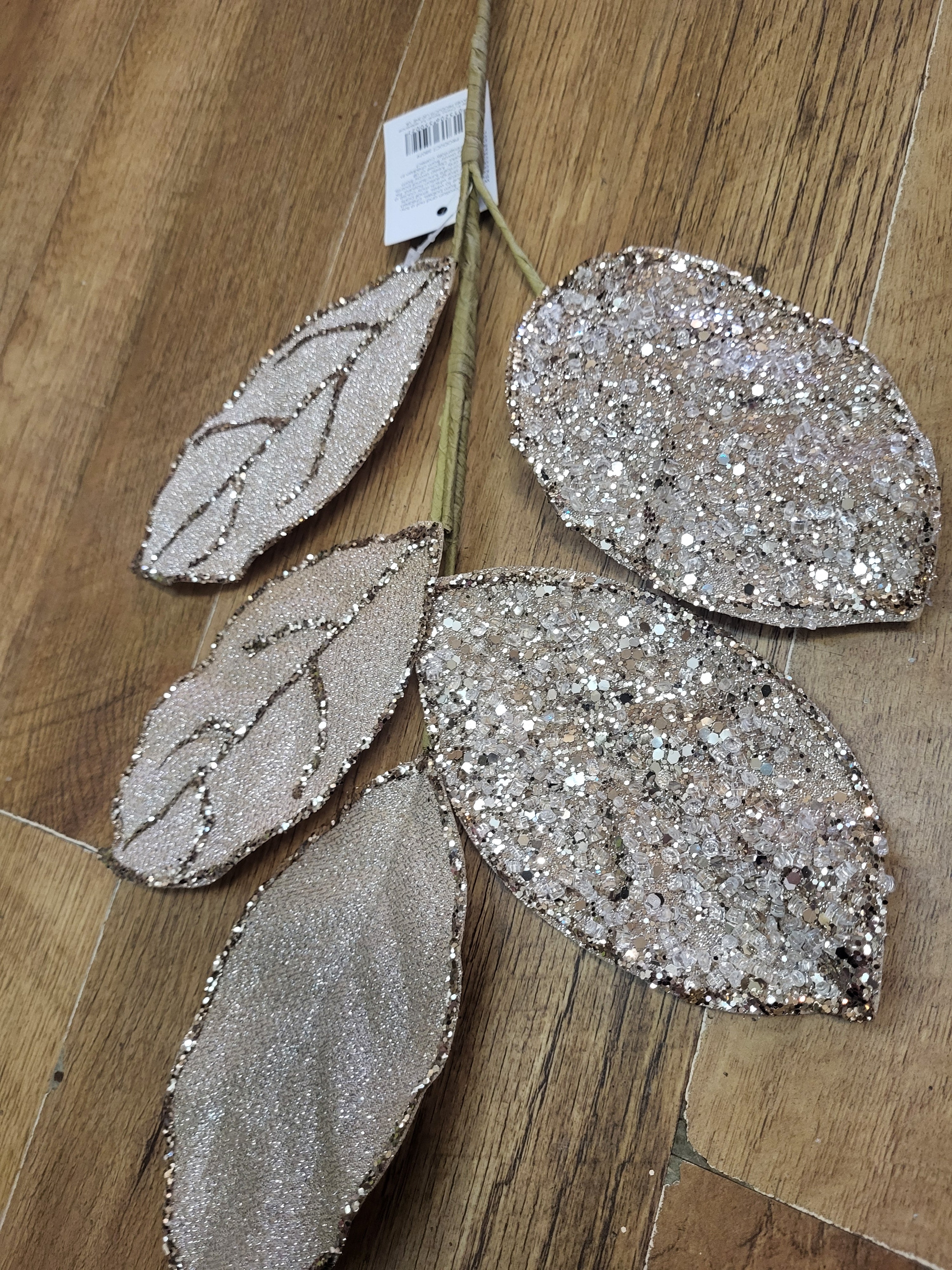 Champagne gold glittered foliage branch image 3
