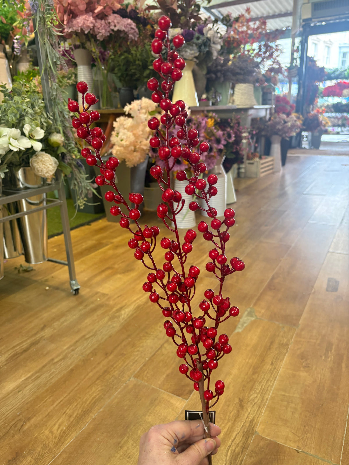 85cm tall triple red berry branch