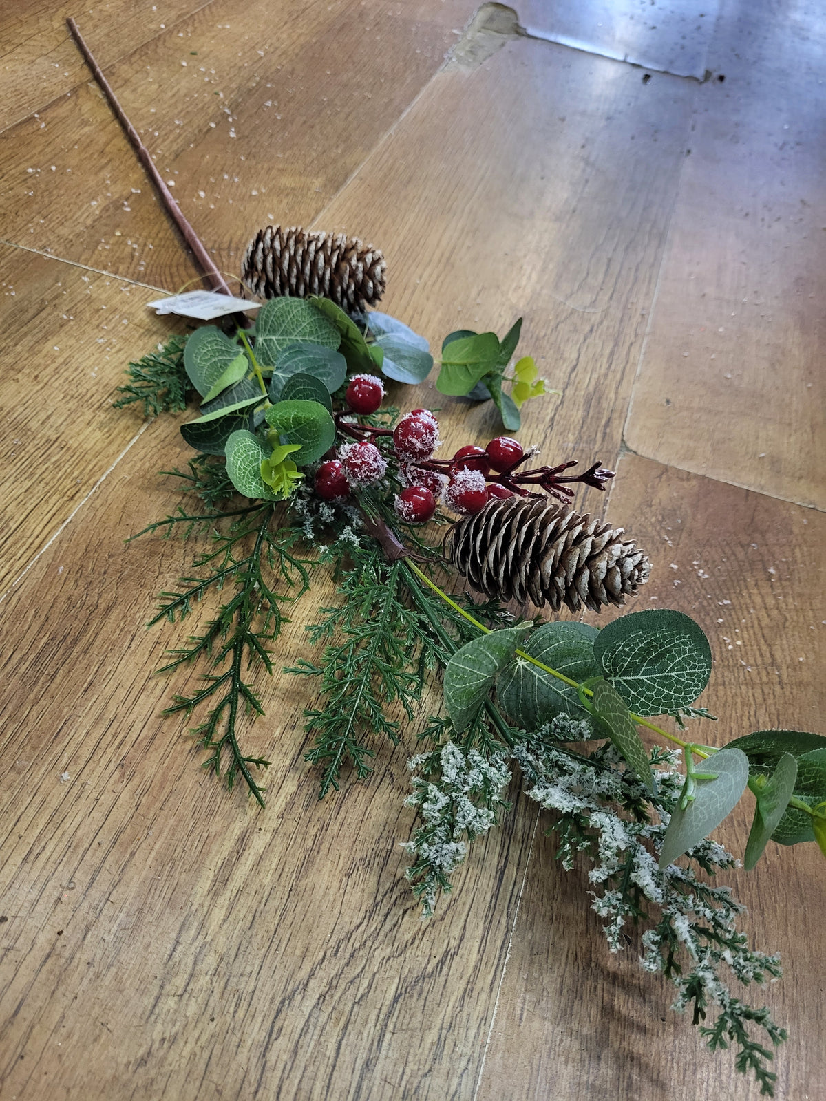 73cm Long stem snowy cones, berries and foliage image 0