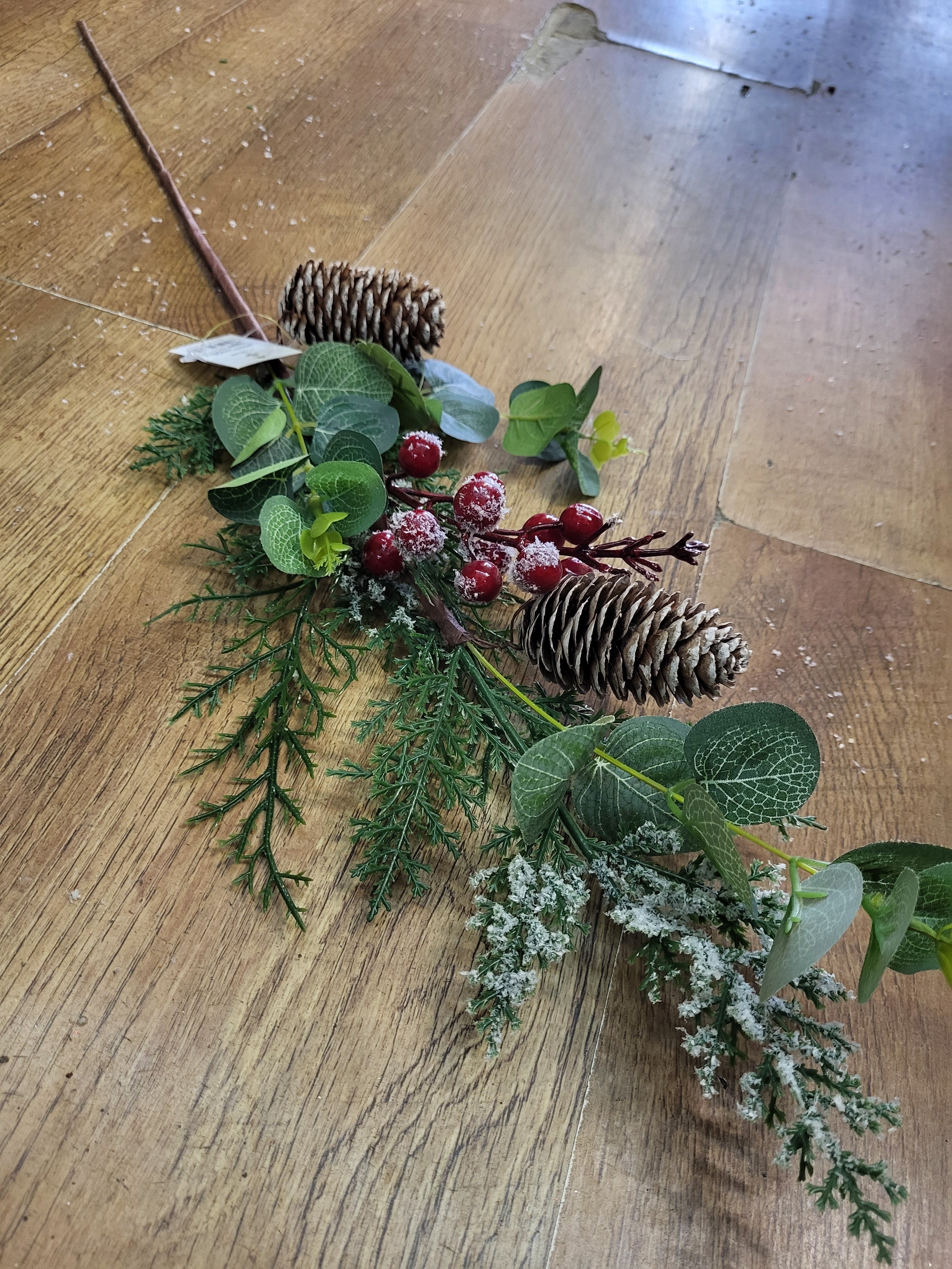 73cm Long stem snowy cones, berries and foliage image 0