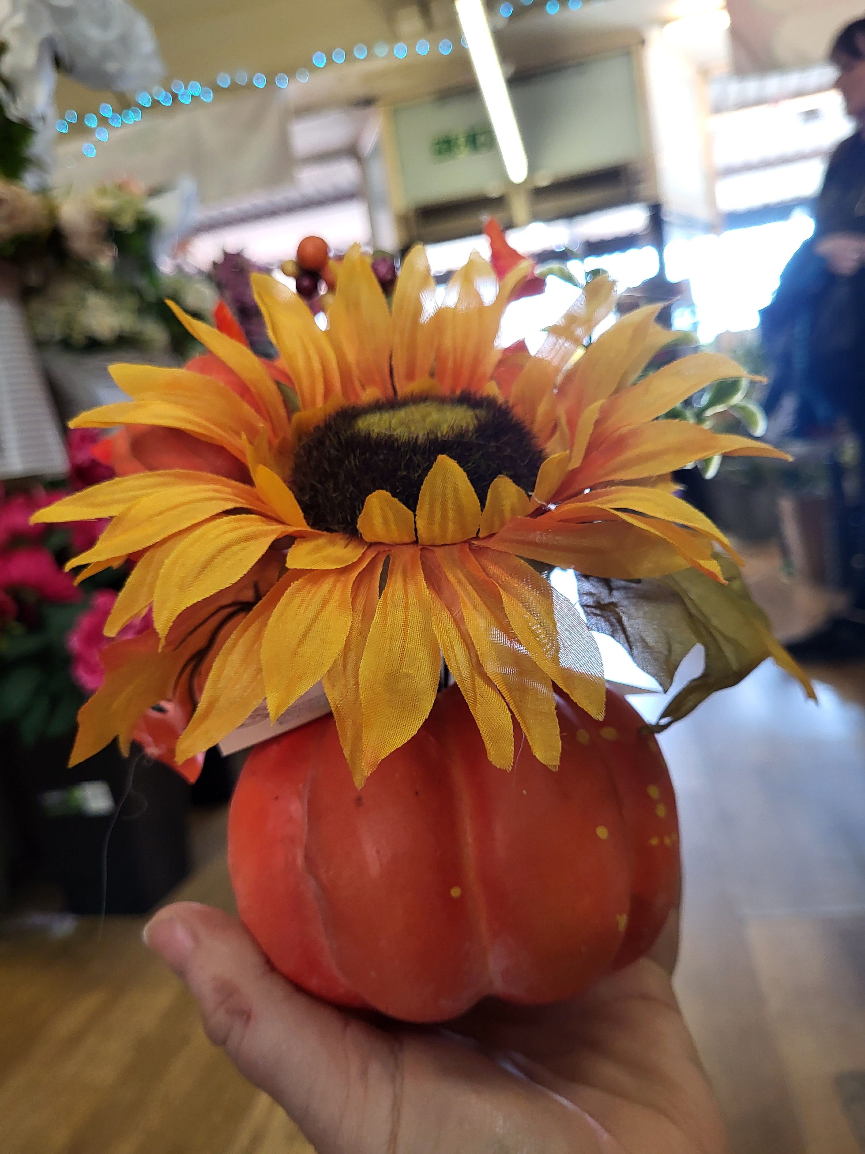 Sunflower/berry/foliage in pumpkin display  image 8