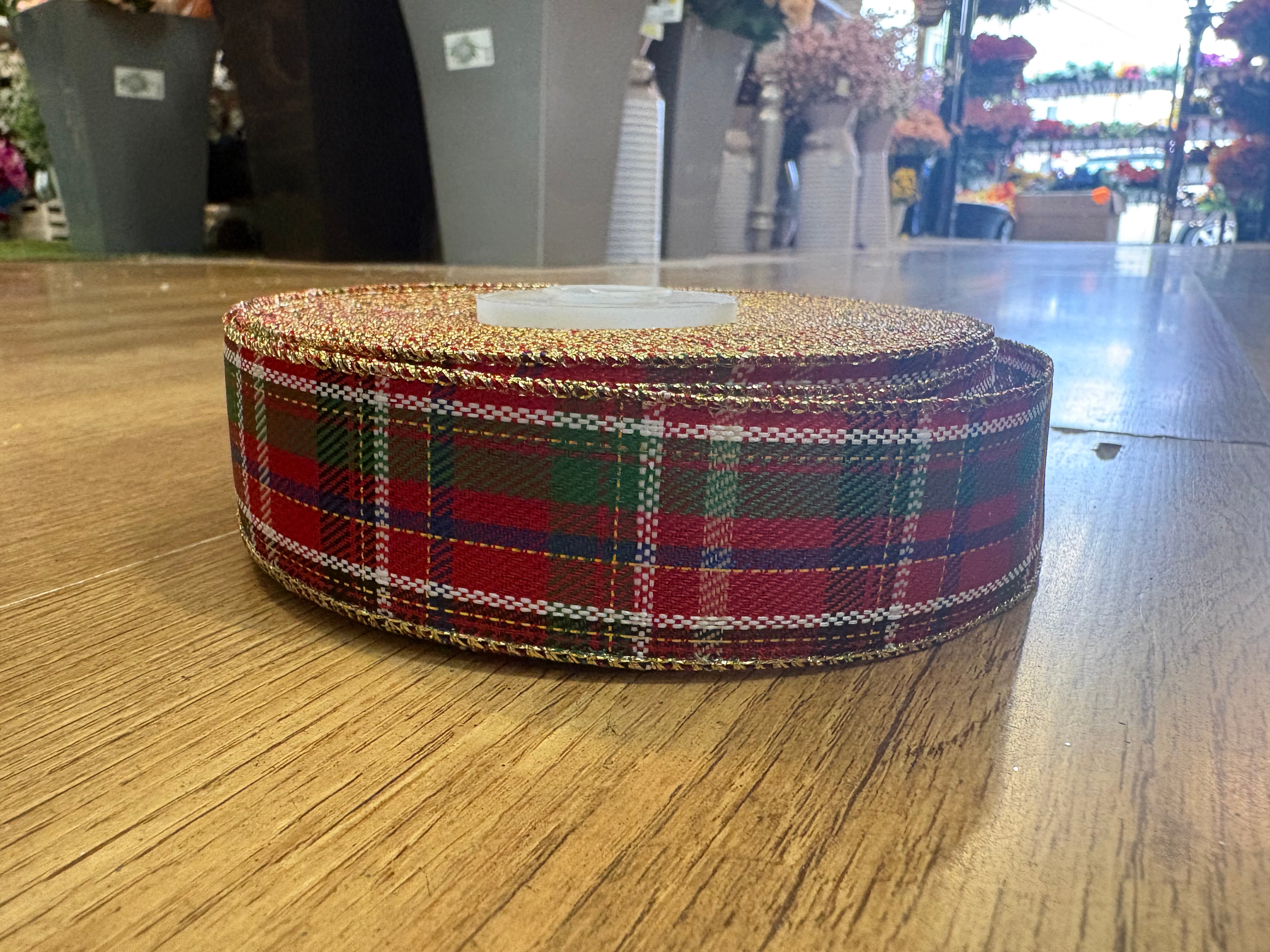 1.5inch wide tartan wired ribbon - 1 metre