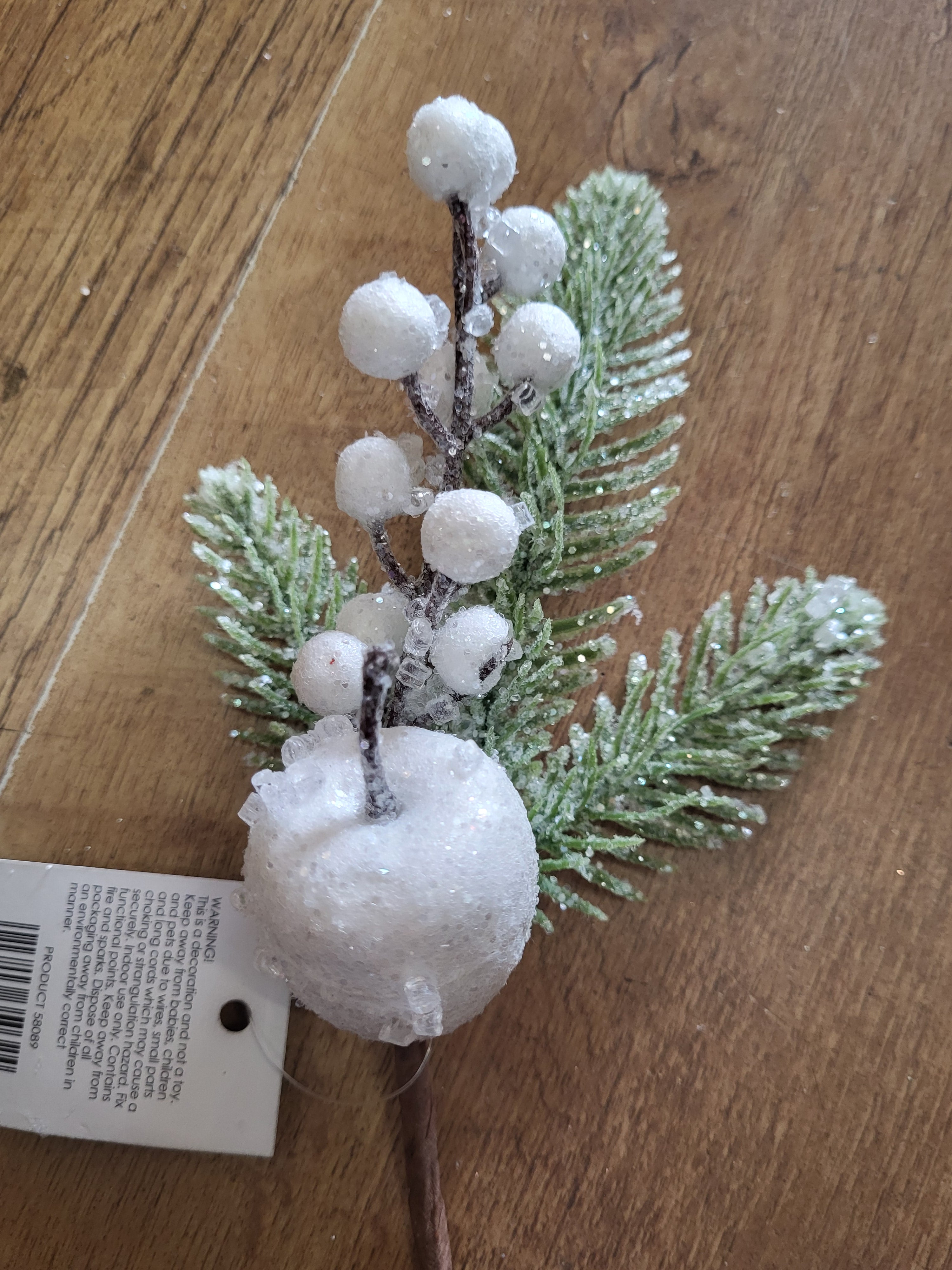 Frosted white fruits/berries and foliage pick image 3